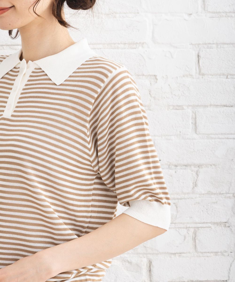 サブストリート マイスタンダード sabstreet my standard 【大きいサイズ】 9号・15号・19号(M・3L・5L) FONTLAB ボーダーポロニット (ブラック) ブラック