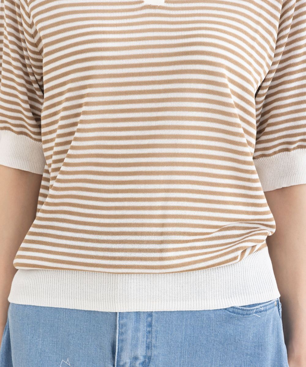 サブストリート マイスタンダード sabstreet my standard 【大きいサイズ】 9号・15号・19号(M・3L・5L) FONTLAB ボーダーポロニット (ブラック) ブラック