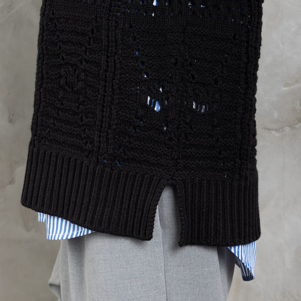 サブストリート マイスタンダード sabstreet my standard 【大きいサイズ】 9号・15号(M・3L) レース柄透かし編みベスト (オフホワイト) オフホワイト