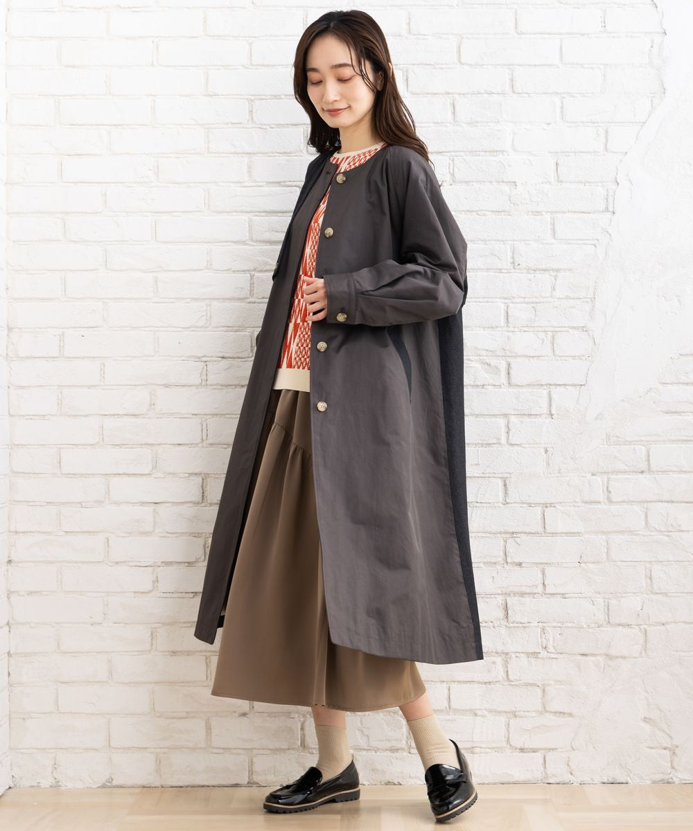 サブストリート マイスタンダード sabstreet my standard 【大きいサイズ】 15号(3L) FONTLAB デニム切替ノーカラーコート (ネイビー) ネイビー