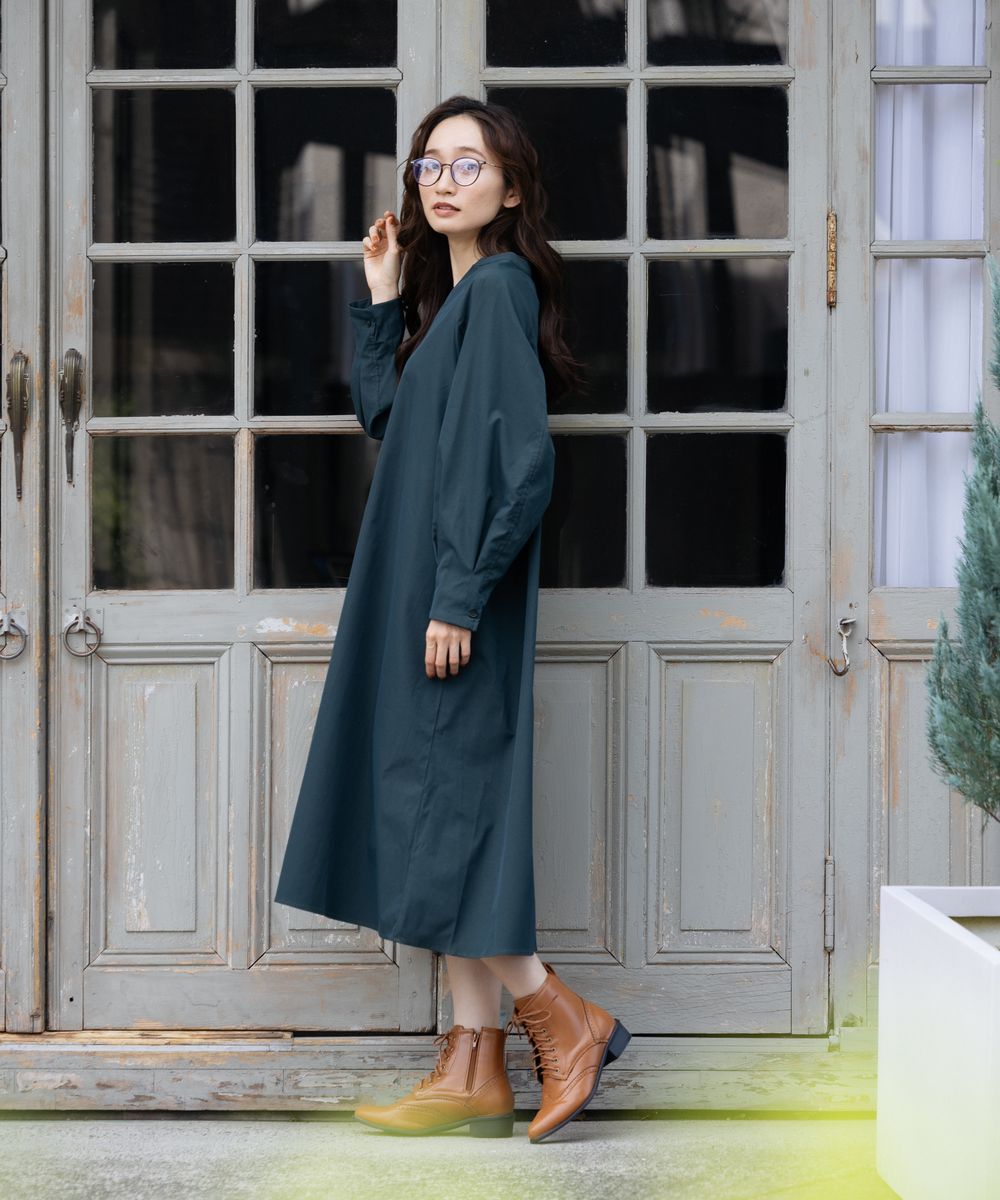 イージーケアタックスリーブゆるワンピース (サックスブルー) サックスブルー