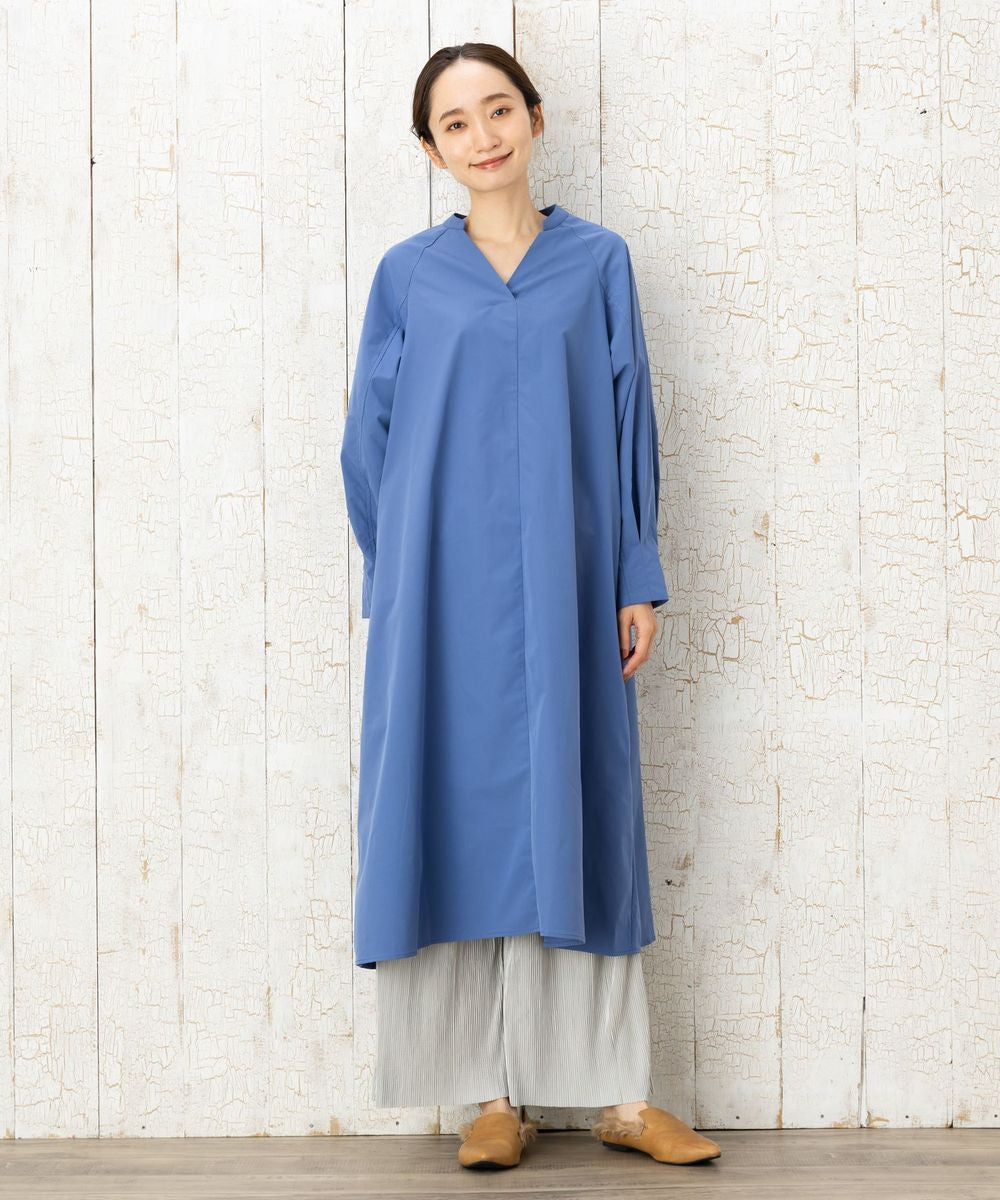 イージーケアタックスリーブゆるワンピース (サックスブルー) サックスブルー