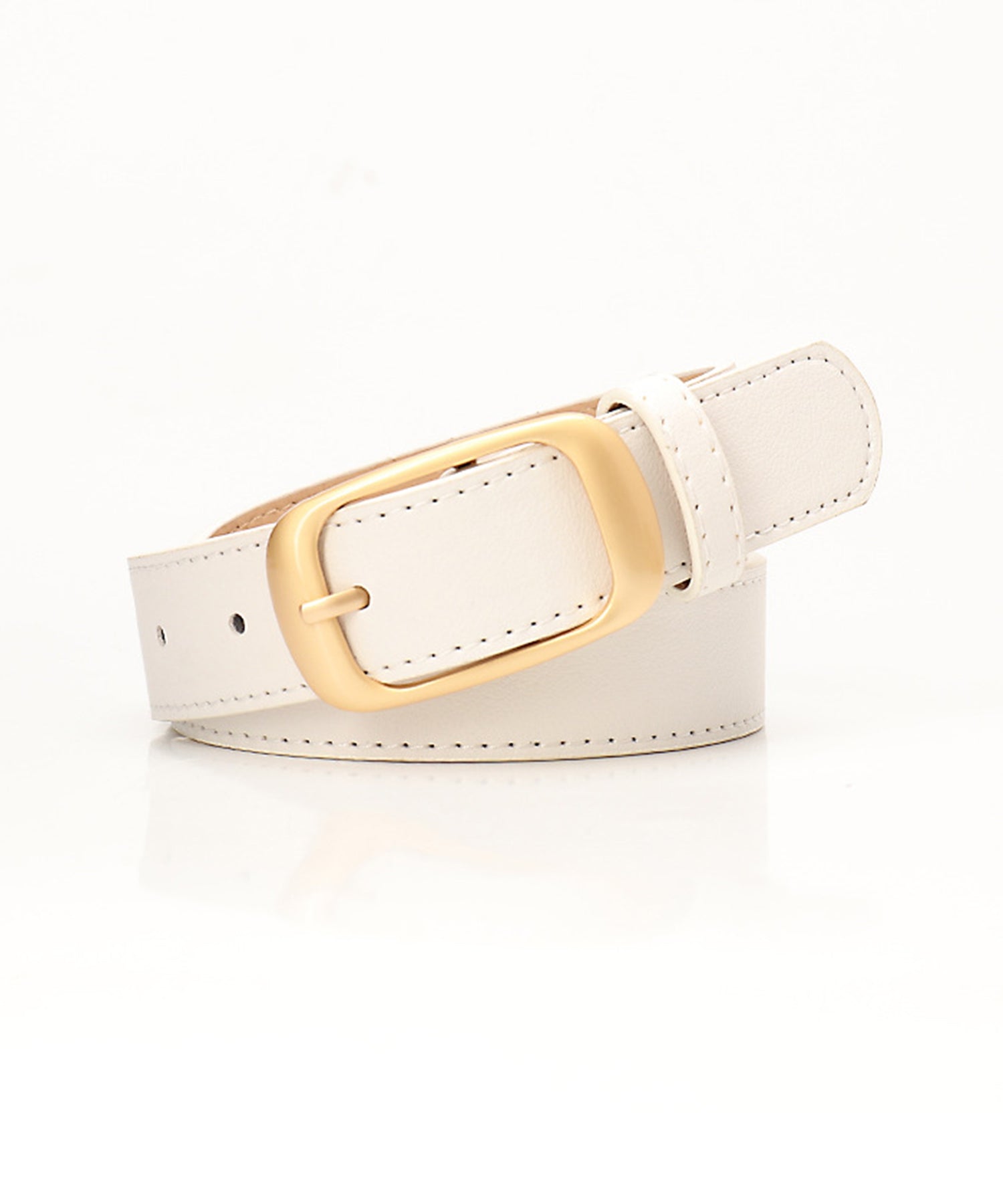 セゾンドパピヨン SAISON DE PAPILLON マットゴールドレザーベルト (ホワイト) ホワイト