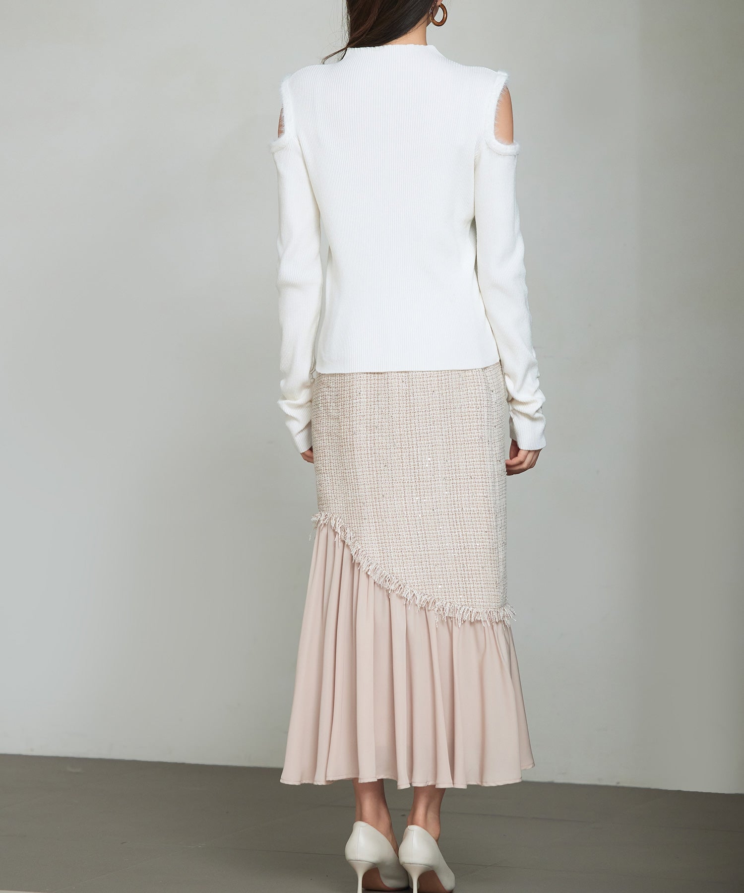 セゾンドパピヨン SAISON DE PAPILLON ドッキングアシンメトリースカート (ライトブラウン) ライトブラウン