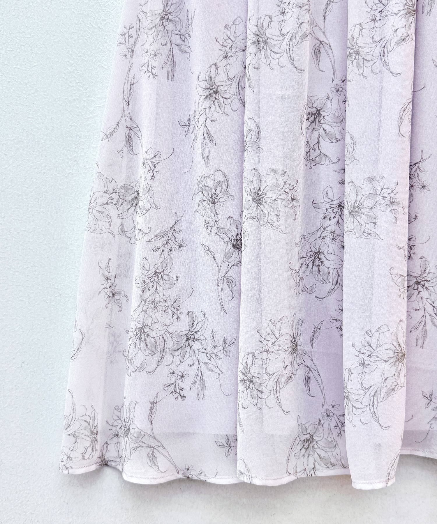 セゾンドパピヨン SAISON DE PAPILLON オフショルダー花柄シフォンワンピース (ラベンダー) ラベンダー