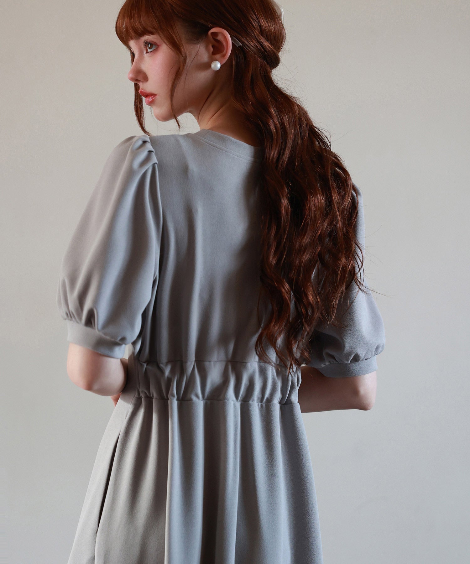 セゾンドパピヨン SAISON DE PAPILLON カットソーロングワンピース (グレー) グレー