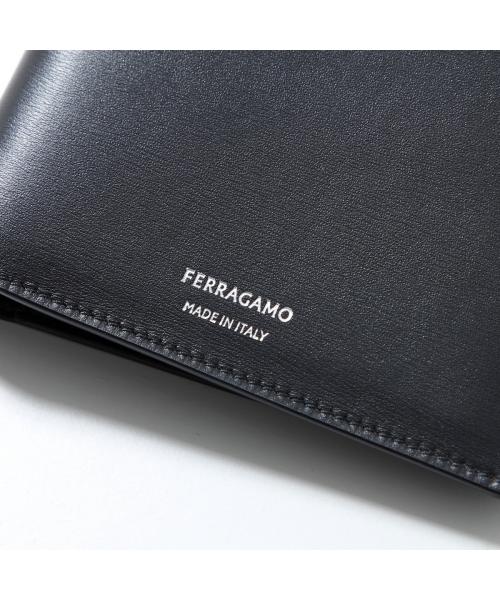 サルバトーレフェラガモ Salvatore Ferragamo FERRAGAMO 二つ折り財布 66 1328 小銭入れなし (001/NERO/ブラック) 001/NERO/ブラック