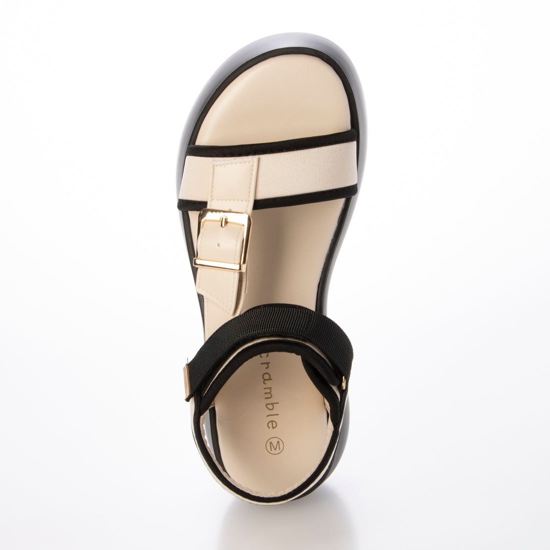 スクランブル Scramble バイカラー厚底サンダル 変形ソール (ベージュ/ブラック) ベージュ/ブラック