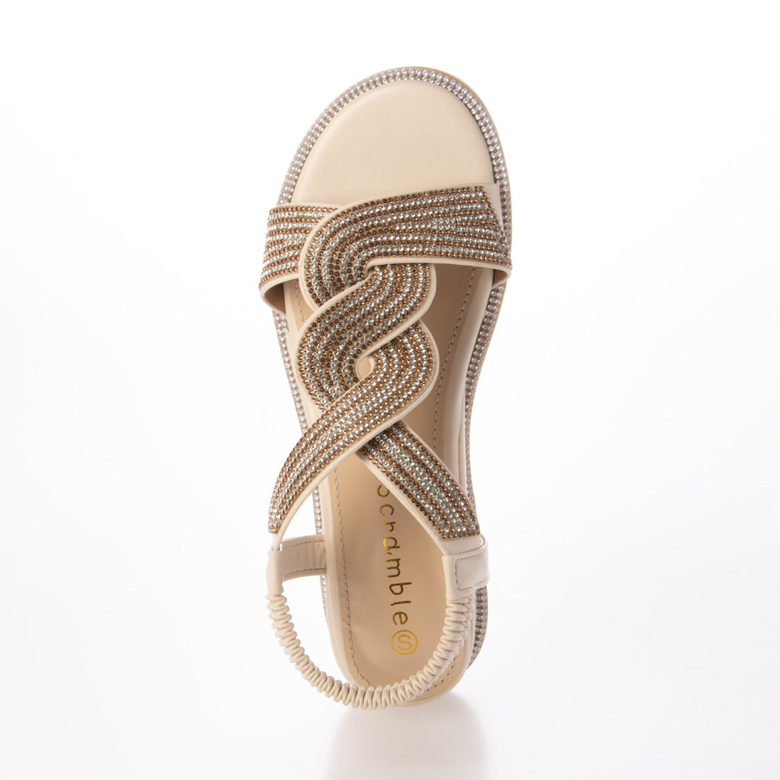 スクランブル Scramble ローウェッジビジューサンダル (ベージュ) ベージュ