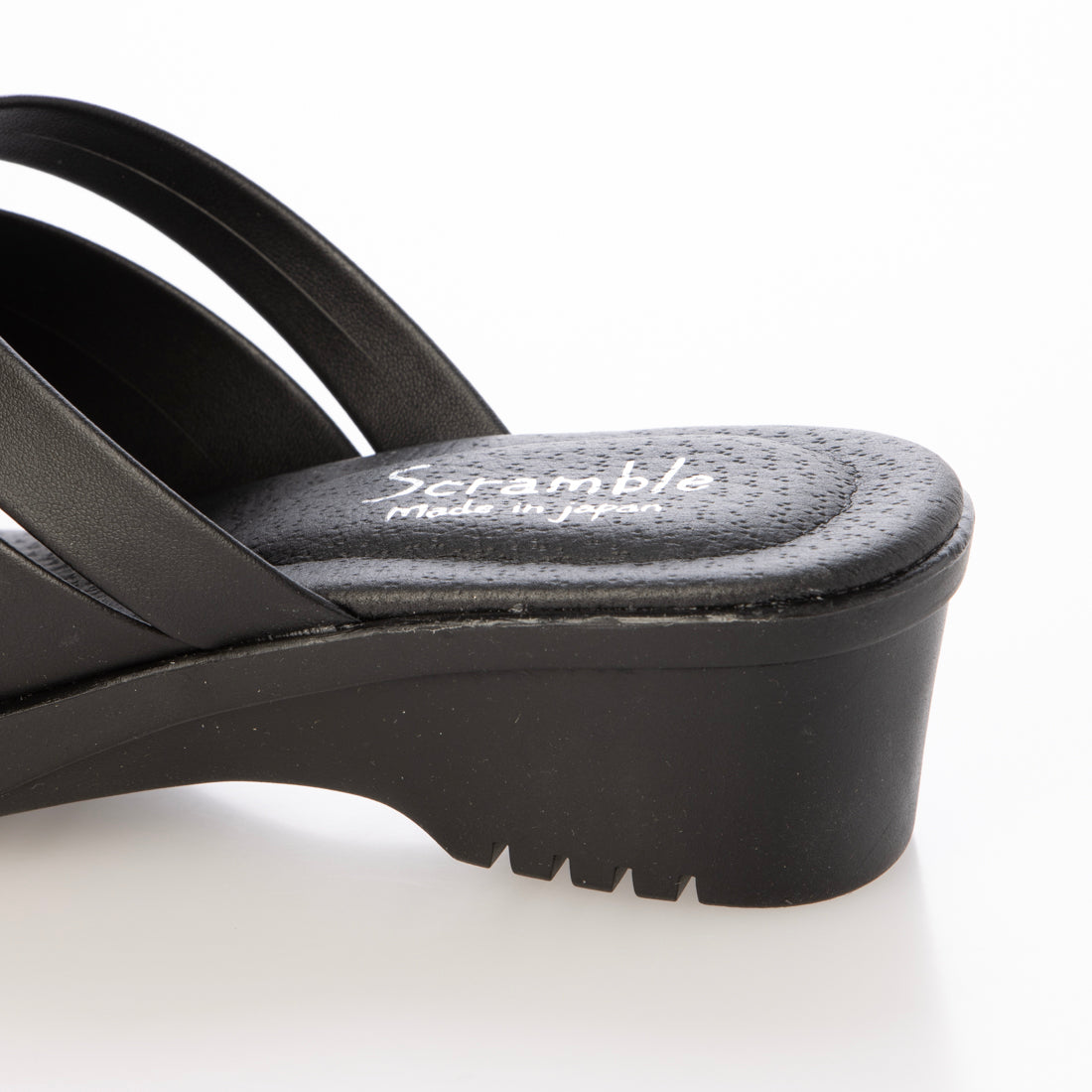 スクランブル Scramble 【日本製】編み込みデザインミュールサンダル (ブラック) ブラック