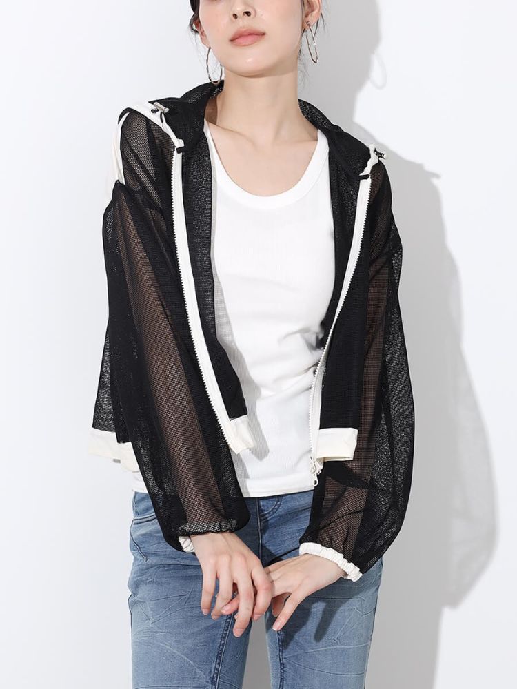 スコットクラブ SCOTCLUB ジップアップメッシュパーカー (ブラック) ブラック