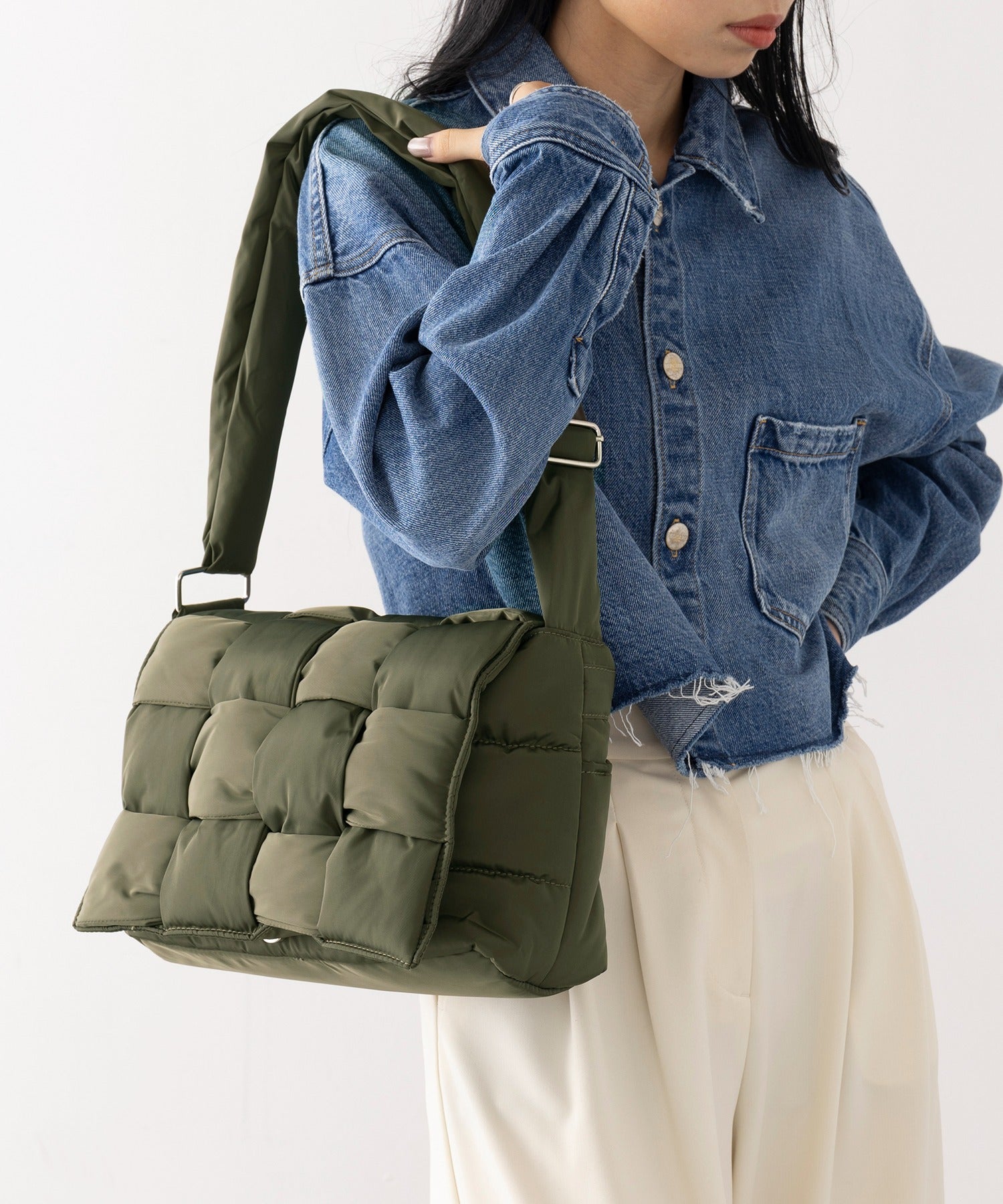 セットアップセブン SETUP7 e.e.p.編み込みショルダー SNBD (カーキ) カーキ