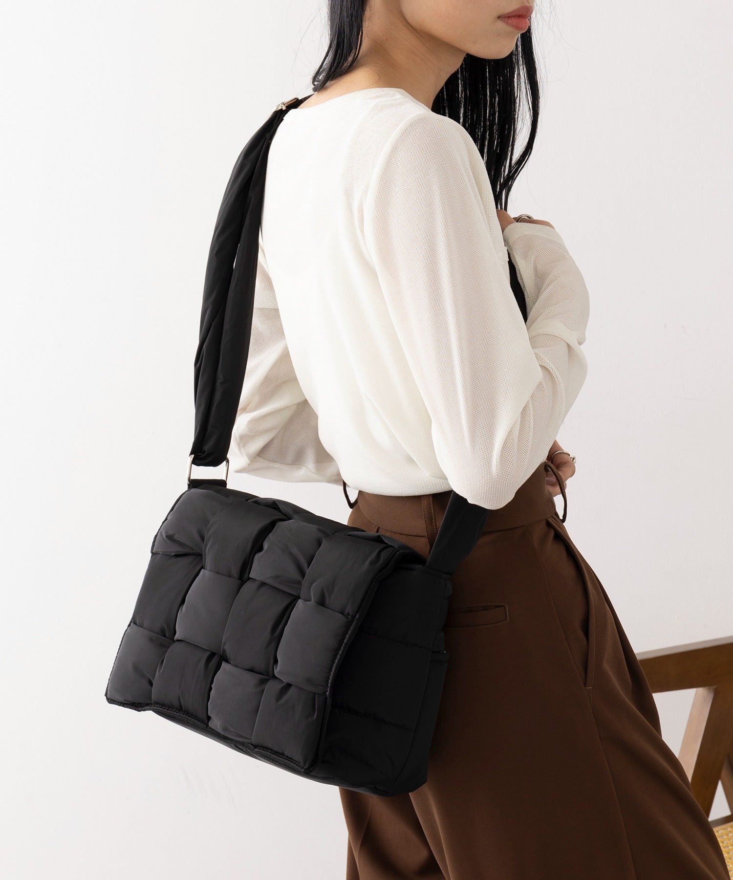 セットアップセブン SETUP7 e.e.p.編み込みショルダー SNBD (ブラック) ブラック