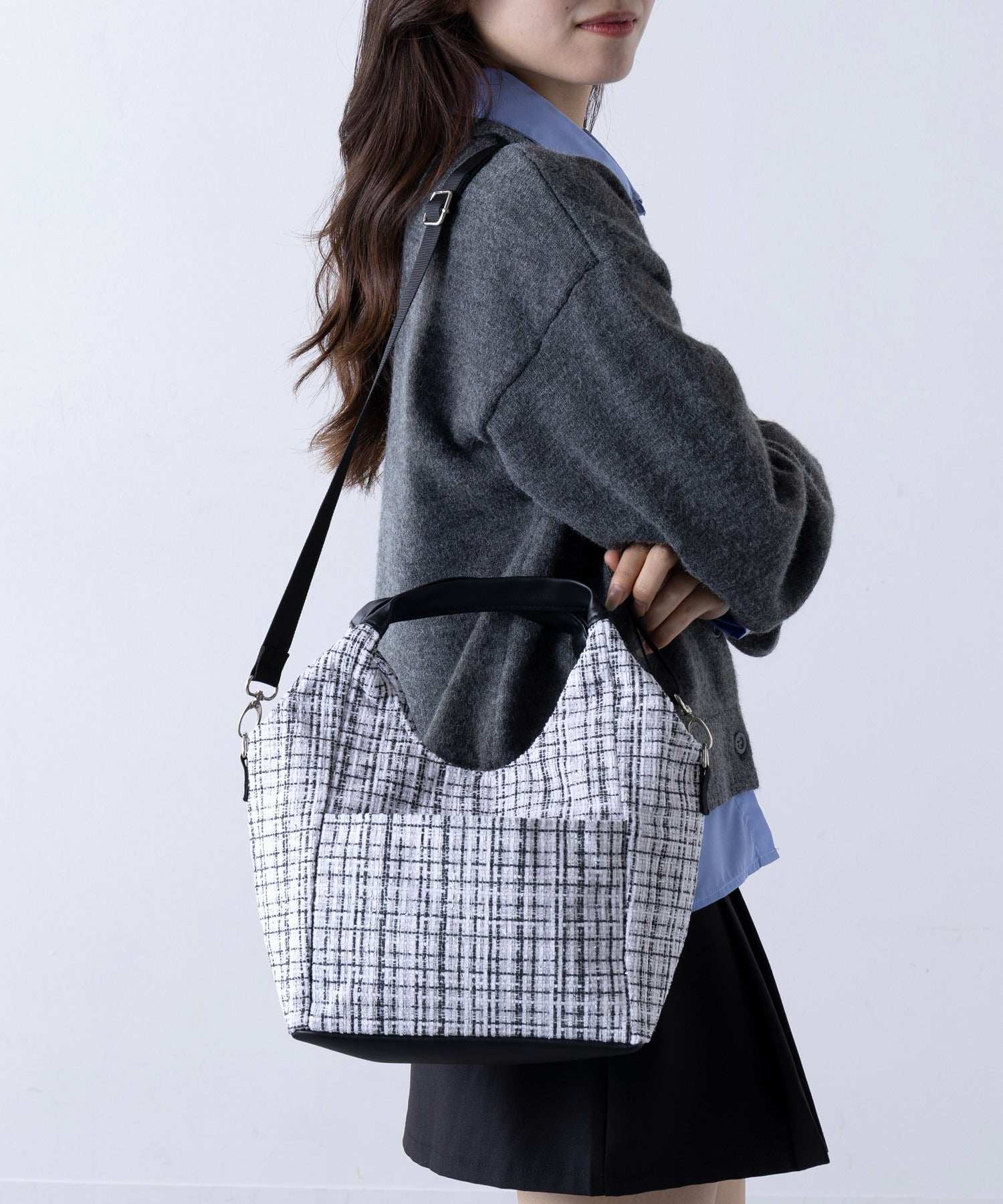 セットアップセブン SETUP7 2wayツイードサイドポケットショルダー SNBD (アイボリー) アイボリー