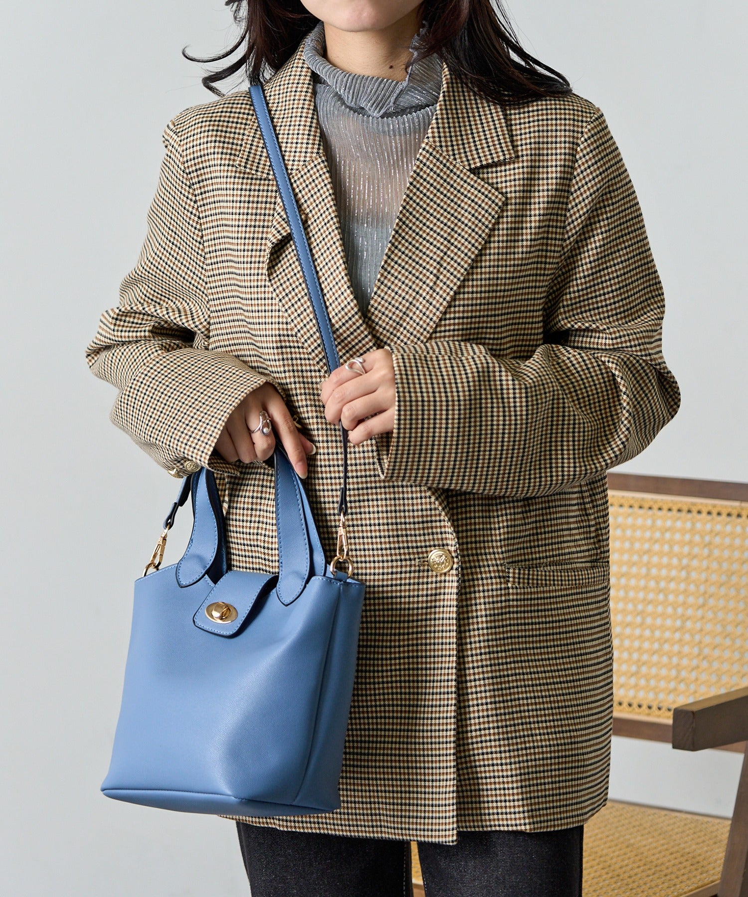 セットアップセブン SETUP7 2Way合皮ツイストロックショルダー SNBD (ブルー) ブルー