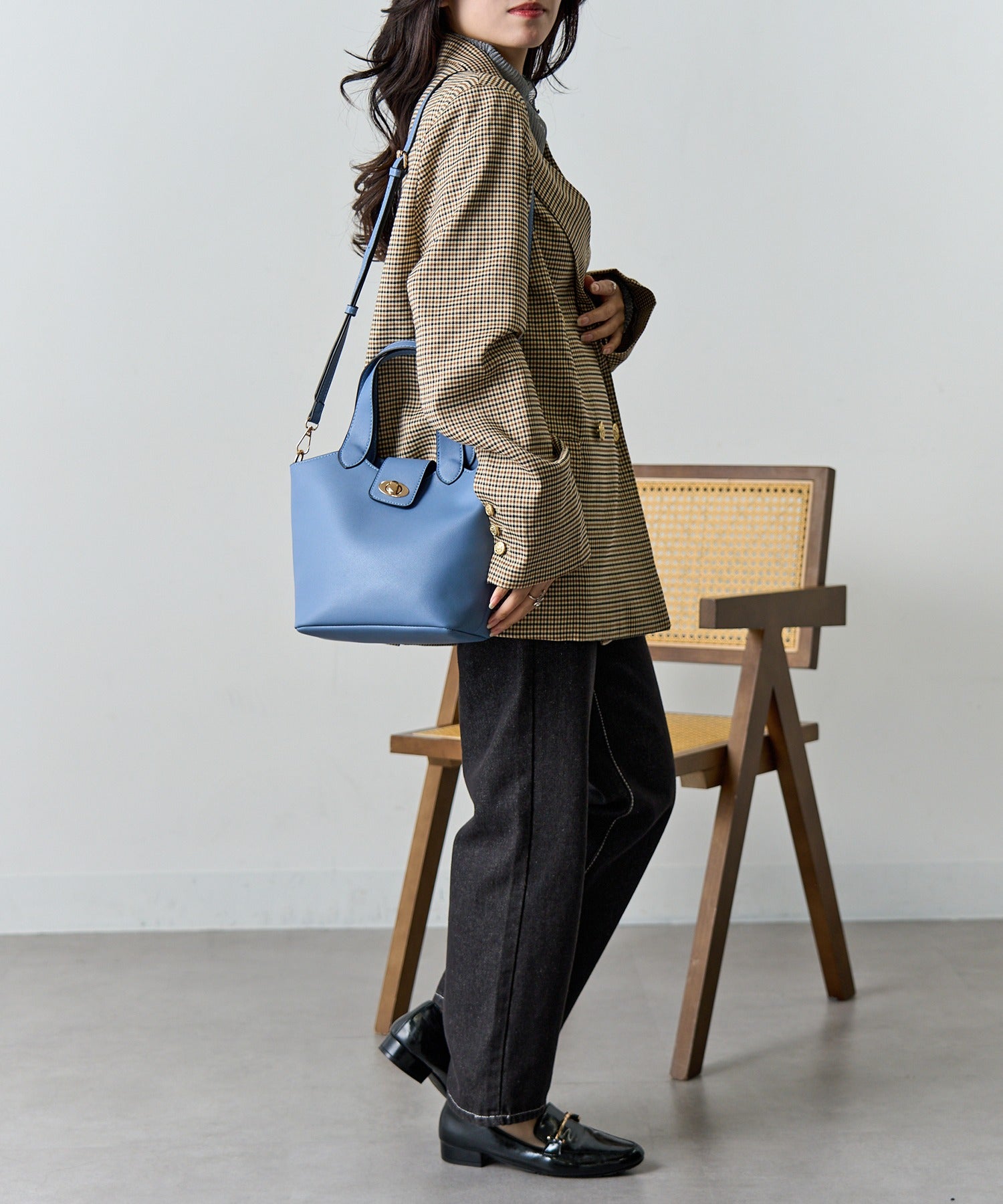 セットアップセブン SETUP7 2Way合皮ツイストロックショルダー SNBD (ブルー) ブルー