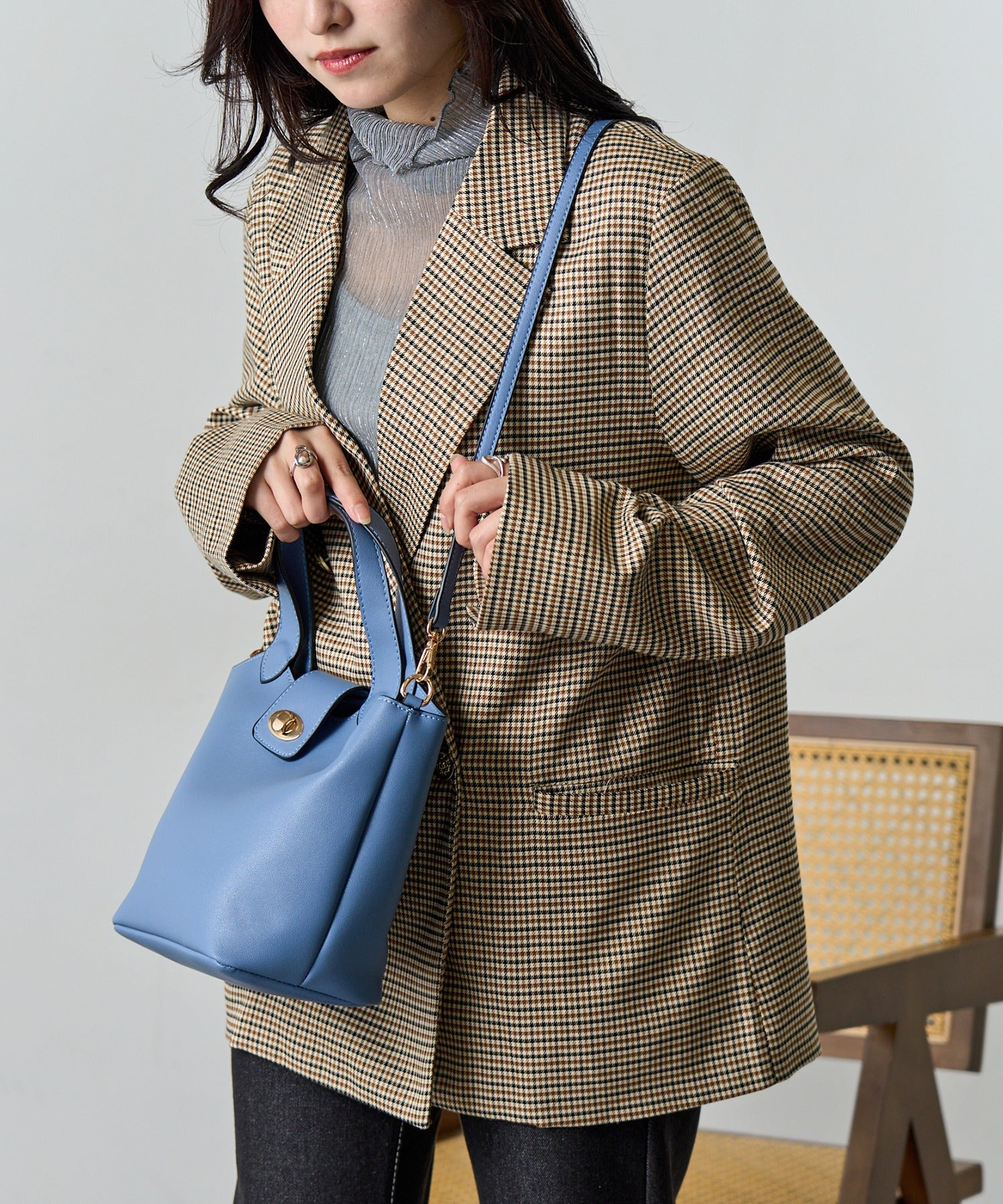 セットアップセブン SETUP7 2Way合皮ツイストロックショルダー SNBD (ブルー) ブルー