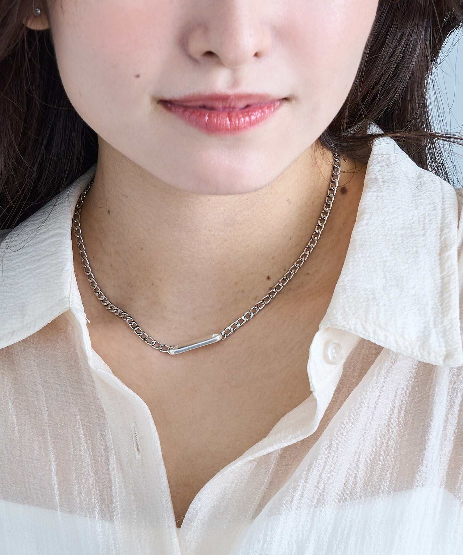 セットアップセブン SETUP7 ネックレス Awesome ニッケルフリー メタル ライン プレート キヘイチェーン ショートネックレス (シルバー) シルバー