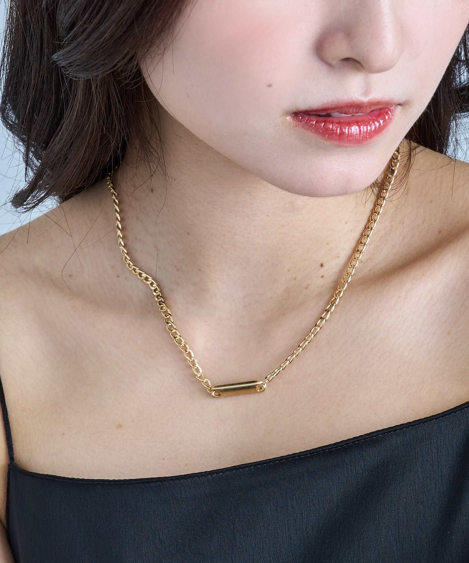 セットアップセブン SETUP7 ネックレス Awesome ニッケルフリー メタル ライン プレート キヘイチェーン ショートネックレス (ゴールド) ゴールド