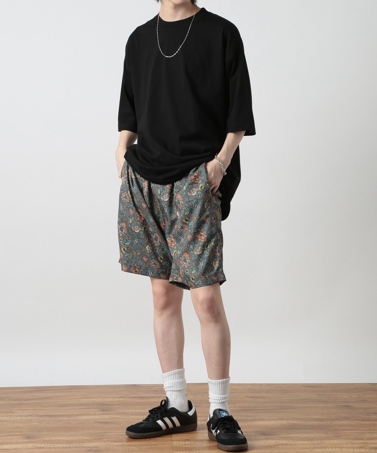 セットアップセブン SETUP7 【ROOT THREE】ポリ 総柄プリントイージーショートパンツ 050280 (D) D