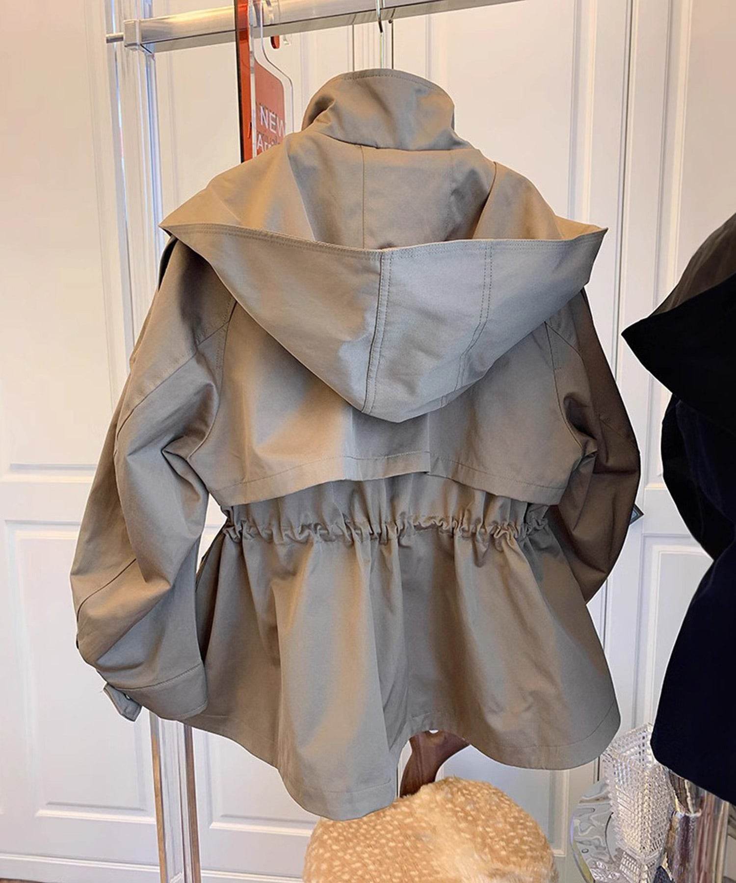 セットアップセブン SETUP7 クロップドギャザーフードジャケットKNF144 (ベージュ) ベージュ