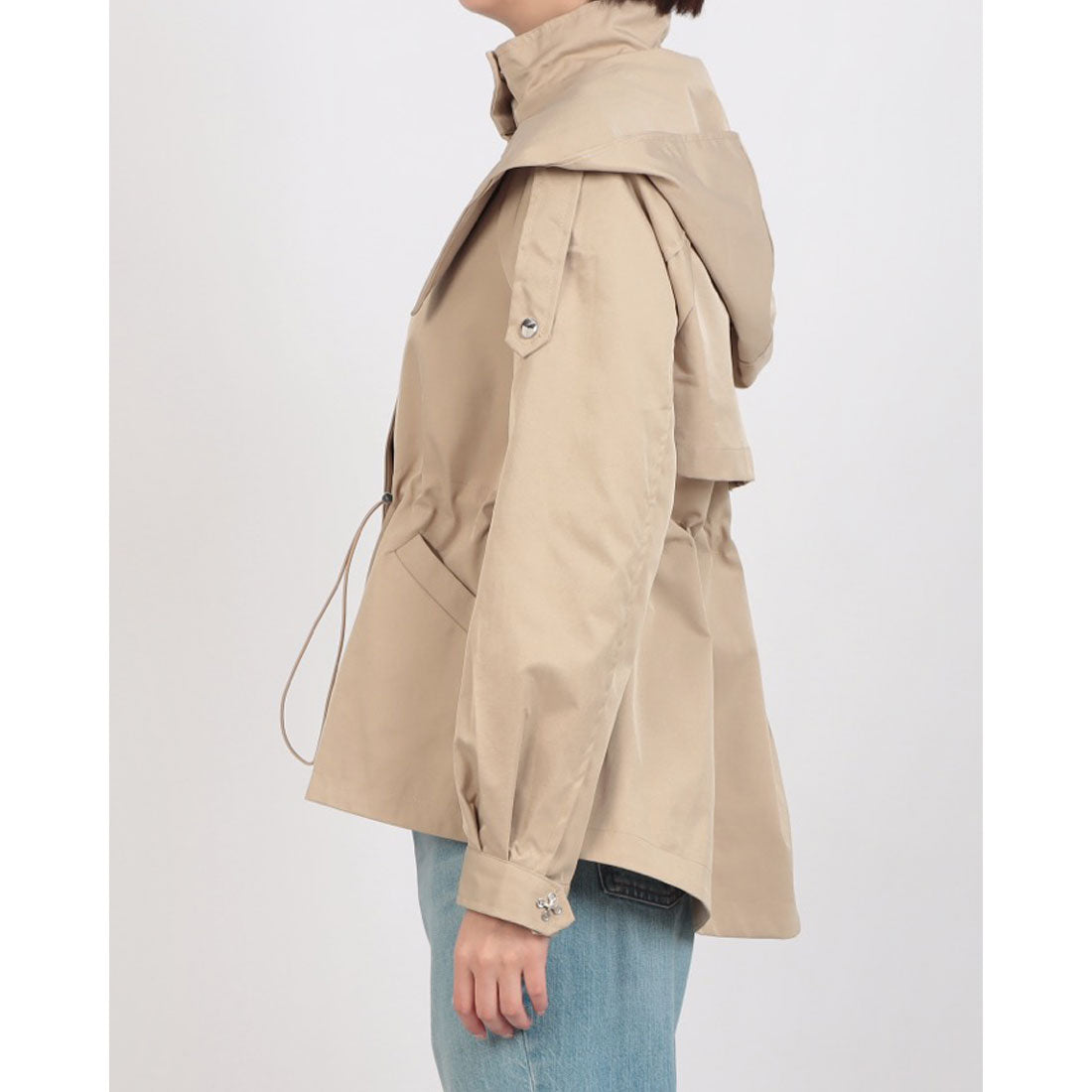 セットアップセブン SETUP7 クロップドギャザーフードジャケットKNF144 (ベージュ) ベージュ