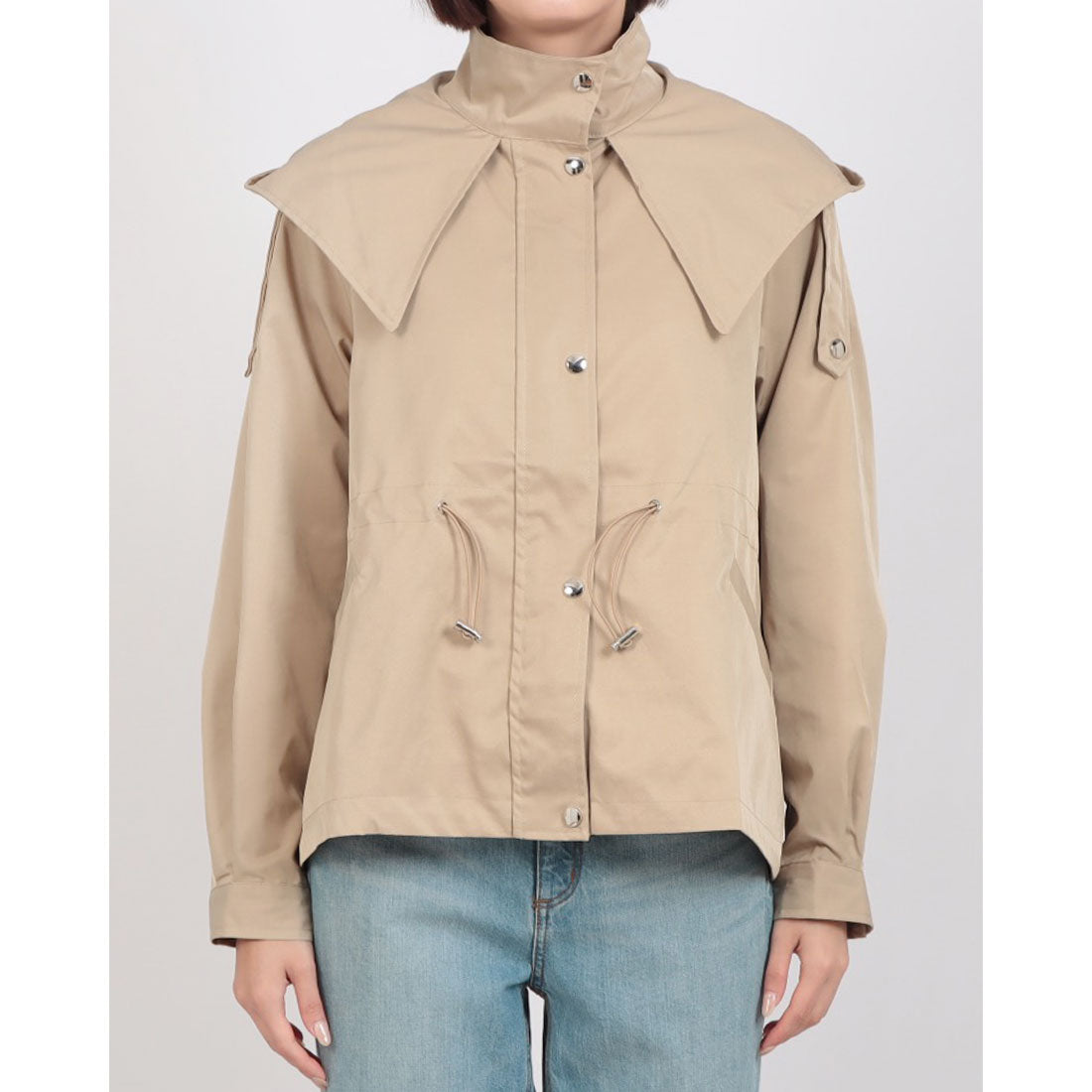 セットアップセブン SETUP7 クロップドギャザーフードジャケットKNF144 (ベージュ) ベージュ