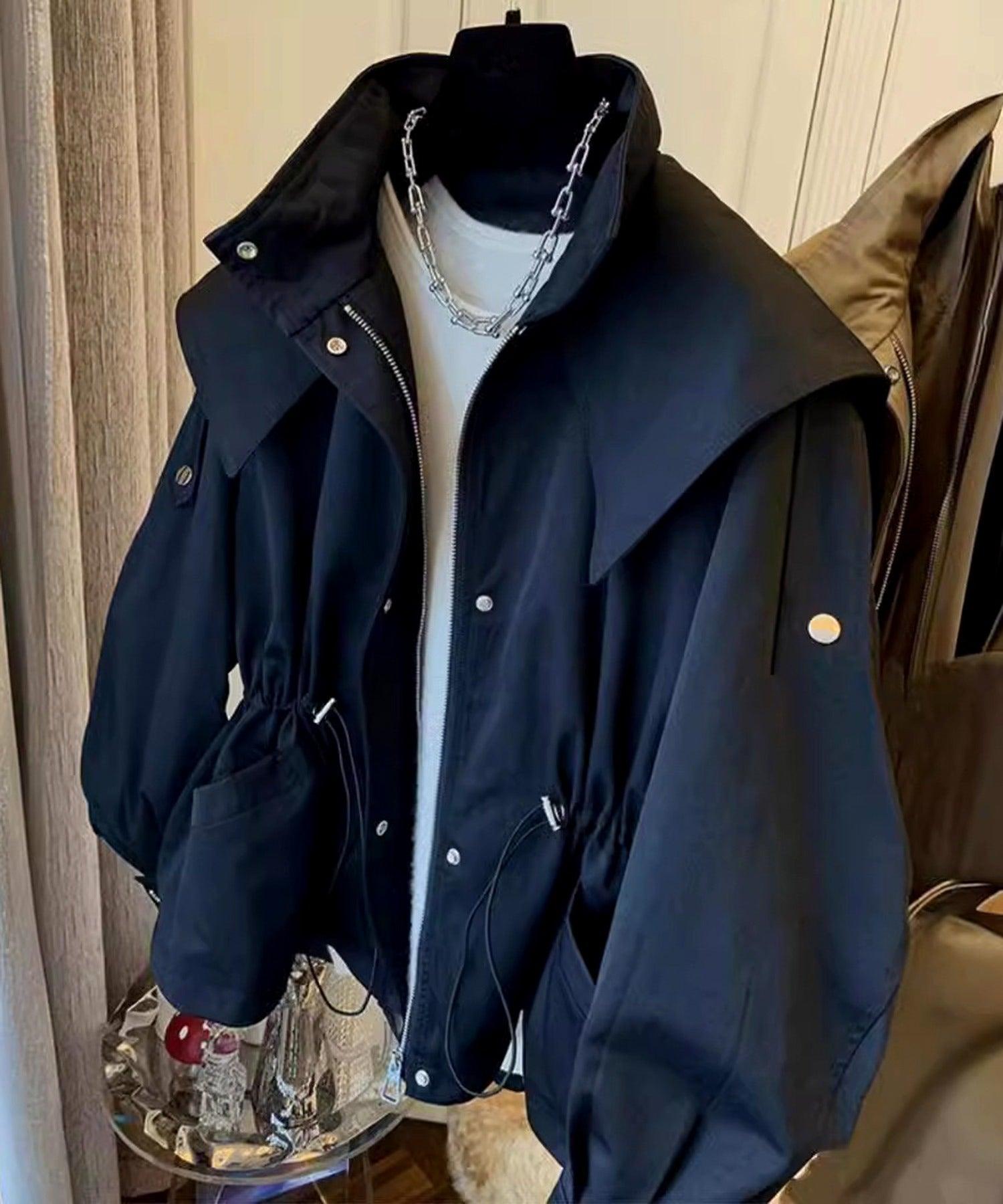 セットアップセブン SETUP7 クロップドギャザーフードジャケットKNF144 (ブラック) ブラック