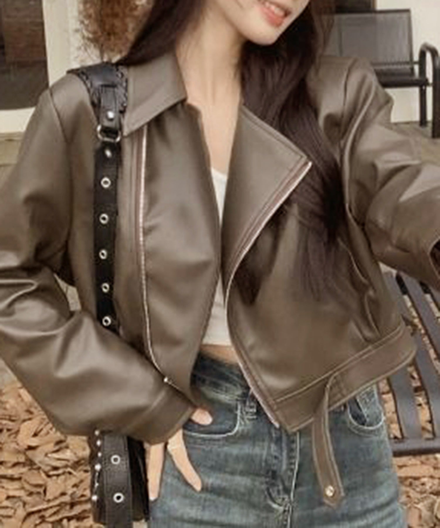 セットアップセブン SETUP7 クロップドバイカージャケット KNF (カーキ) カーキ