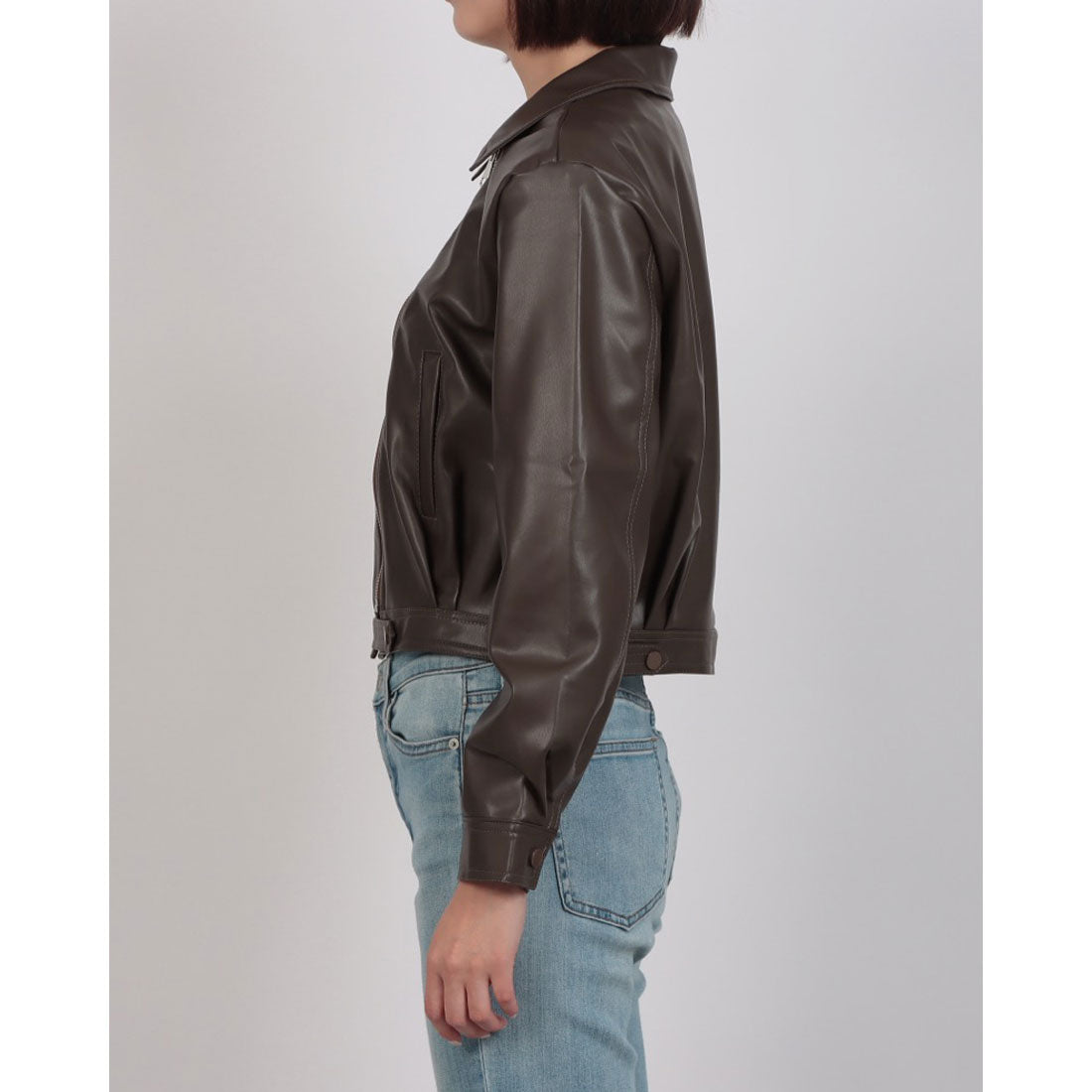 セットアップセブン SETUP7 クロップドバイカージャケット KNF (カーキ) カーキ