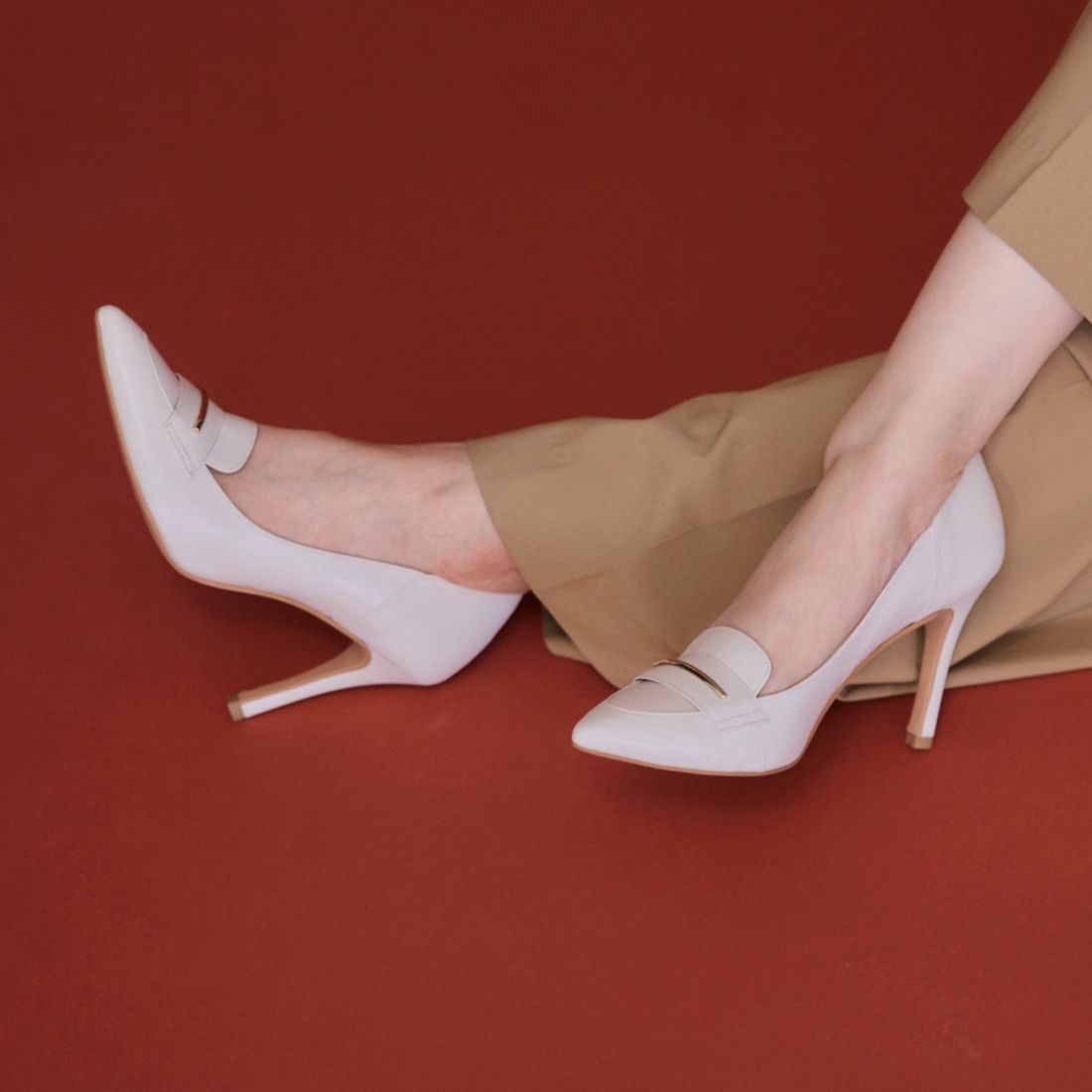 セヴン トゥエルヴ サーティ SEVEN TWELVE THIRTY モカデザインレザーパンプス (アイボリー) アイボリー