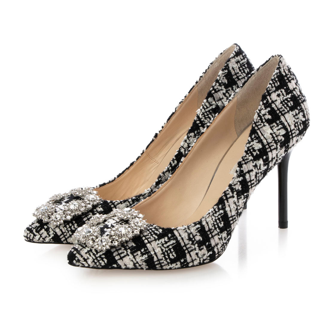 セヴン トゥエルヴ サーティ SEVEN TWELVE THIRTY スティレットヒールビジューバックルパンプス (ブラックコンビ) ブラックコンビ