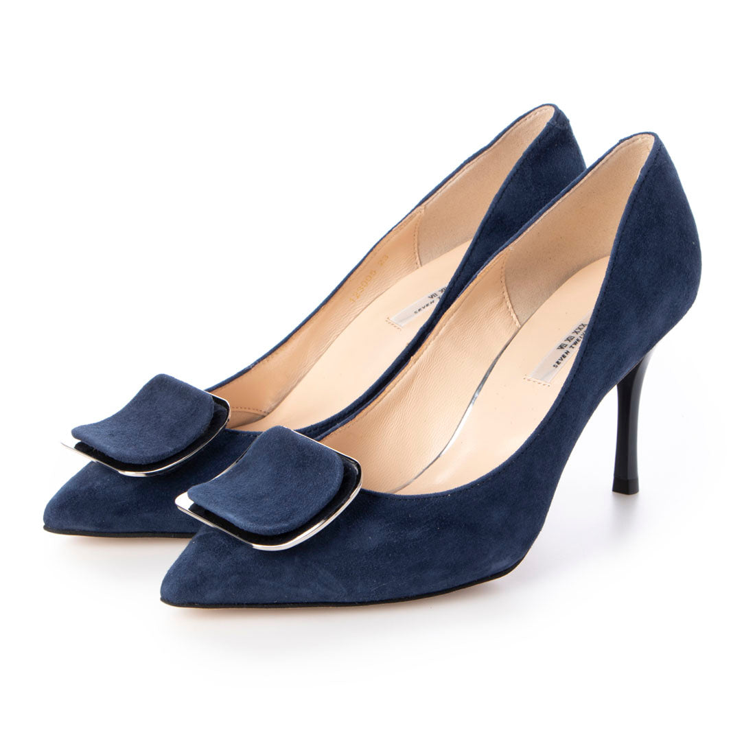 セヴン トゥエルヴ サーティ SEVEN TWELVE THIRTY LovelyWalk スクエアバックルパンプス,ネイビースエード
