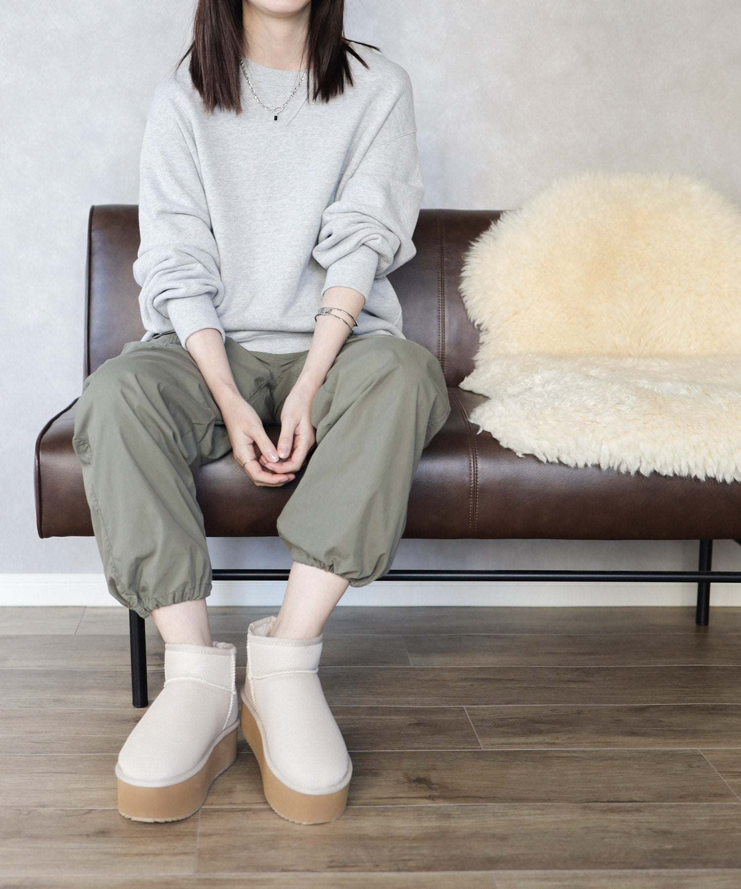 セスト SESTO 軽量厚底ムートンブーツ