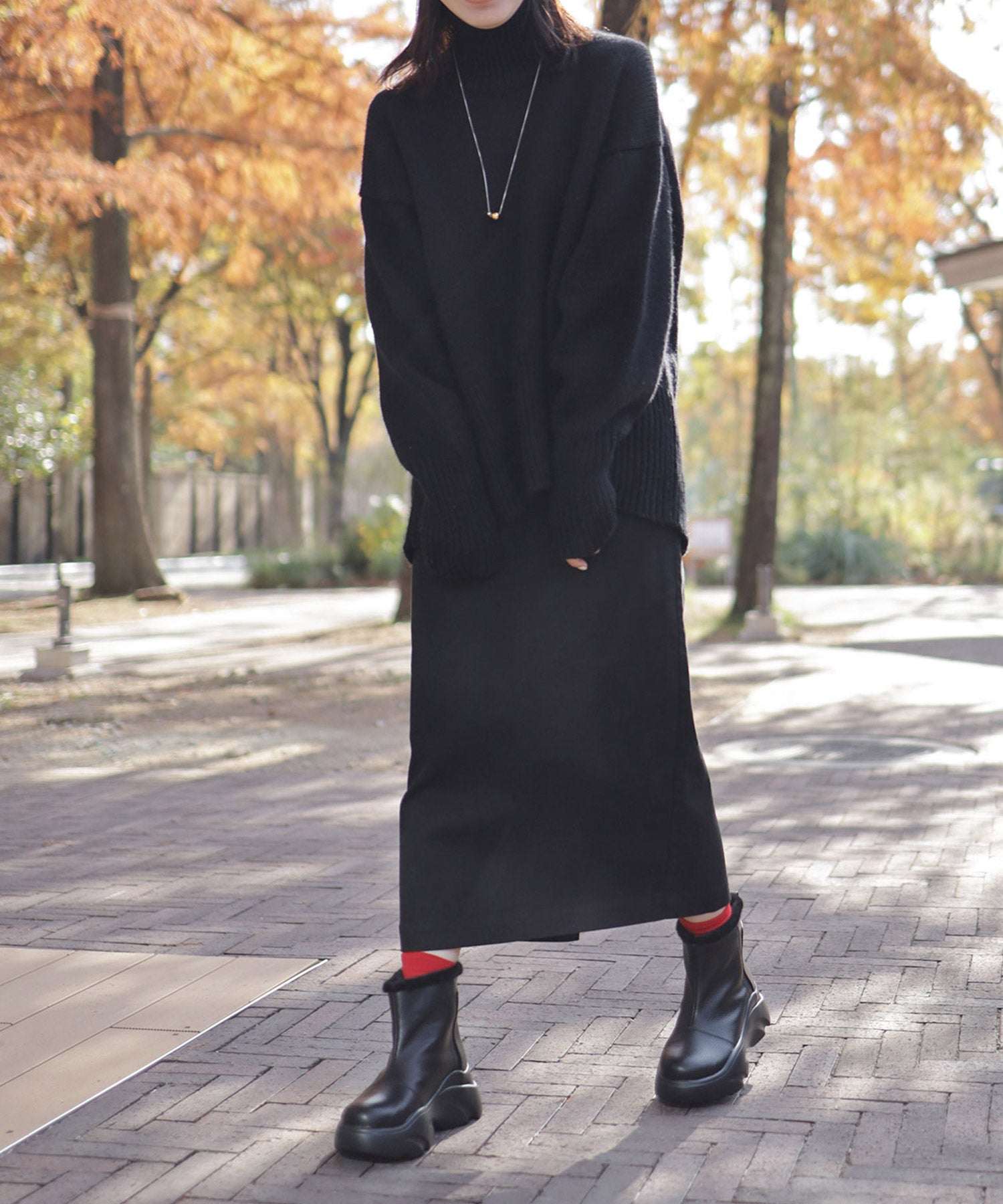 セスト SESTO インナーファーの厚底ムートンスニーカーブーツ