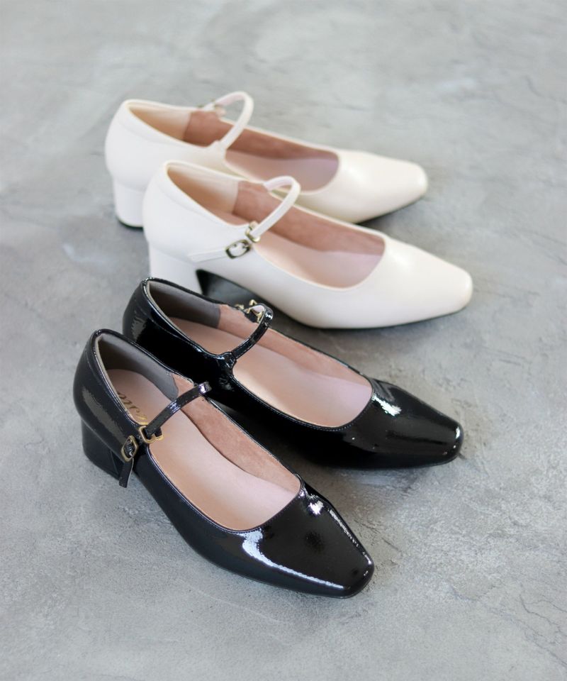 セスト SESTO スクエアトゥメリージェーンストラップパンプス (BLKE) BLKE