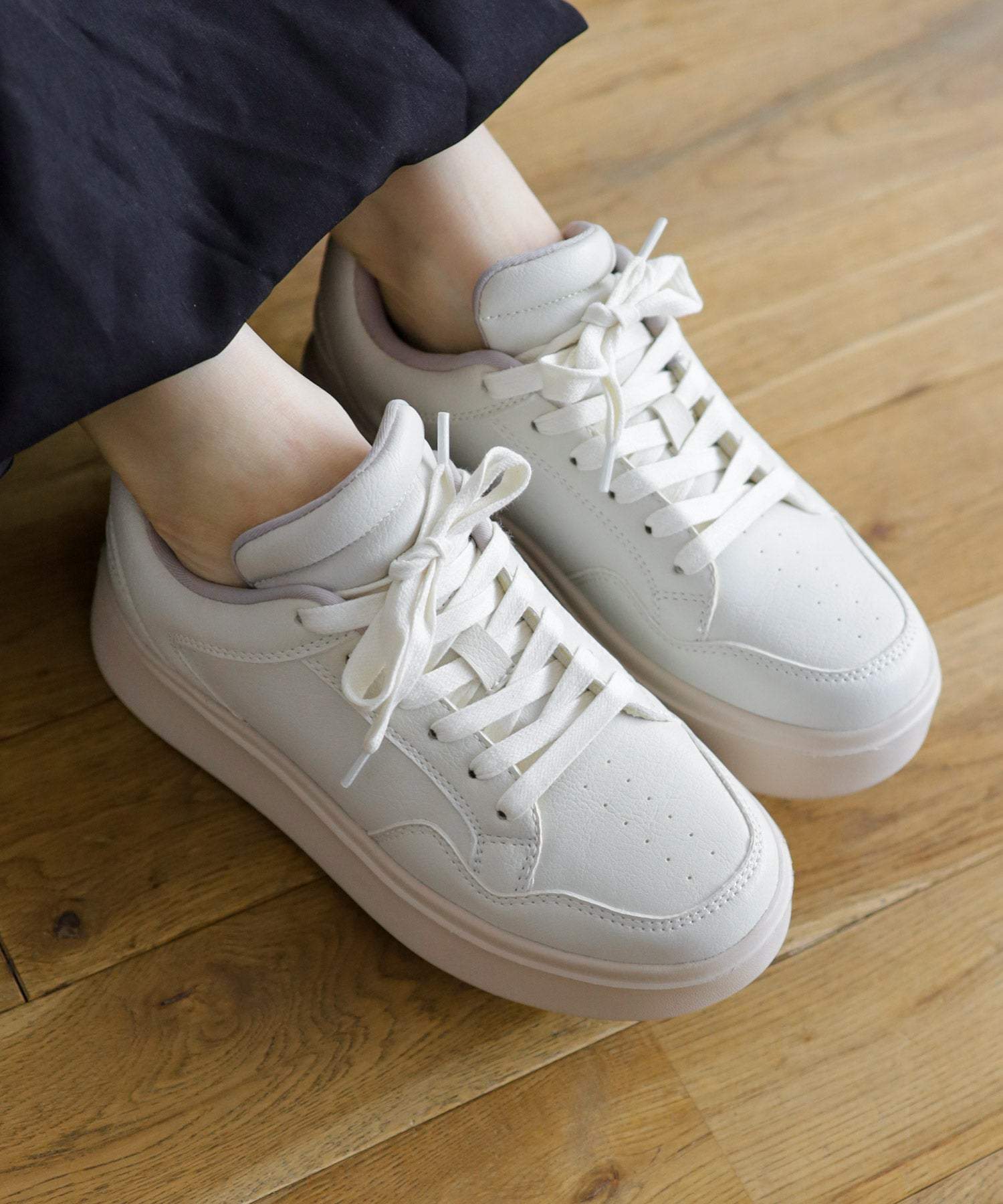 セスト SESTO 軽量厚底レースアップボリュームスニーカー (アイボリー) アイボリー