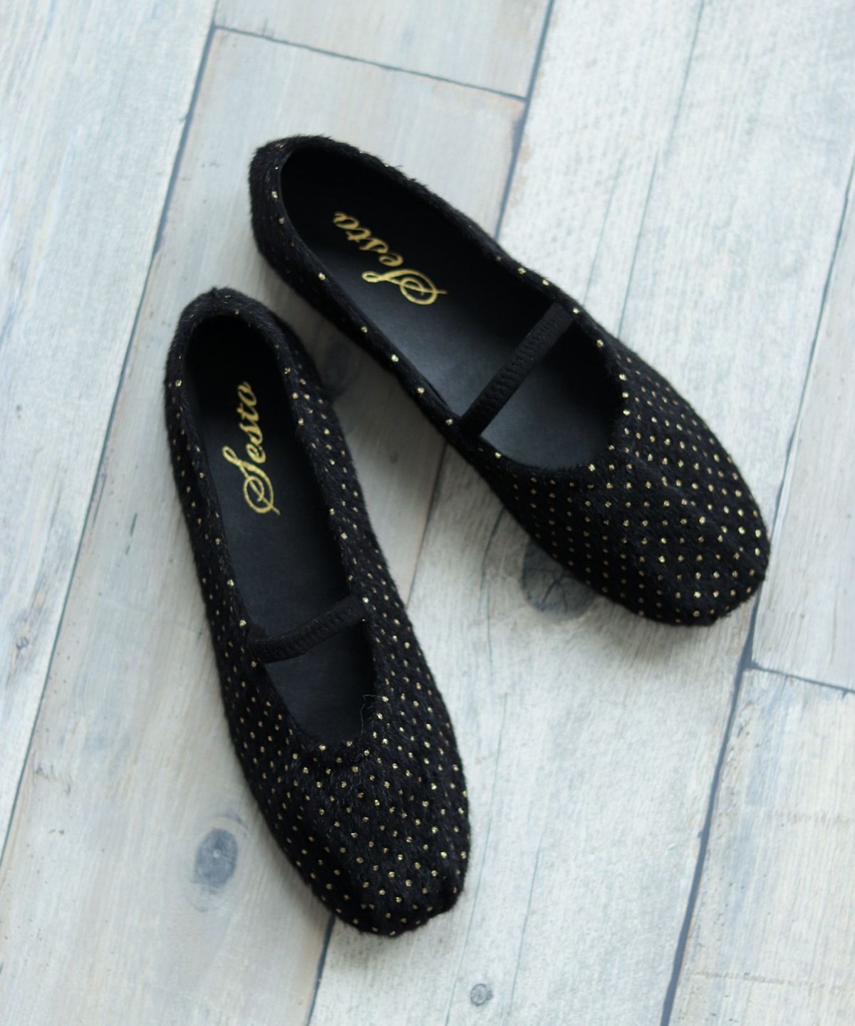 セスト SESTO タイニードットメリージェーンフラットパンプス (ブラックドット) ブラックドット