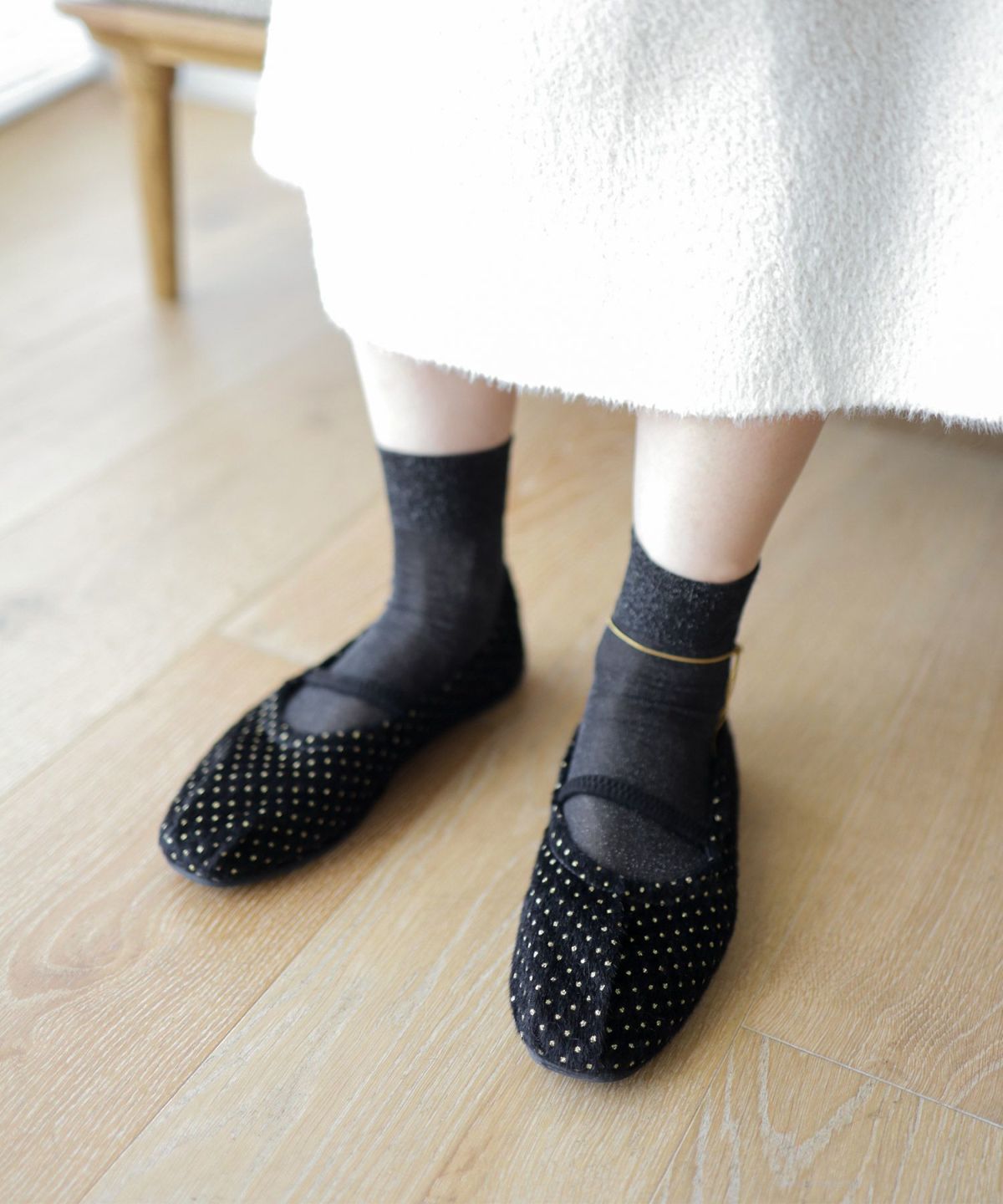 セスト SESTO タイニードットメリージェーンフラットパンプス (ブラックドット) ブラックドット