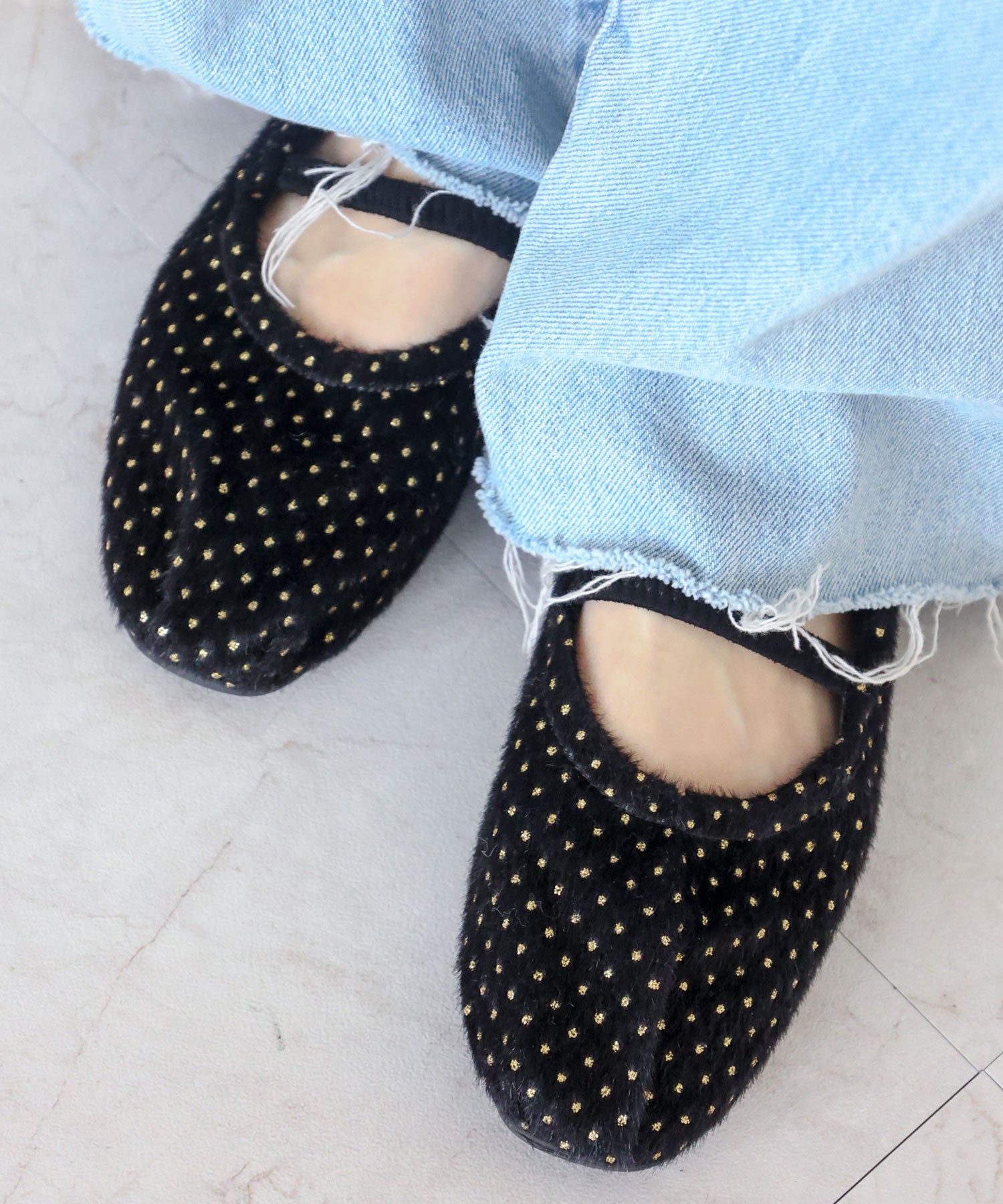 セスト SESTO タイニードットメリージェーンフラットパンプス (ブラックドット) ブラックドット