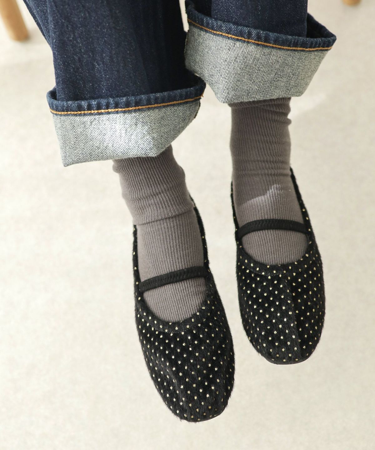 セスト SESTO タイニードットメリージェーンフラットパンプス (ブラックドット) ブラックドット