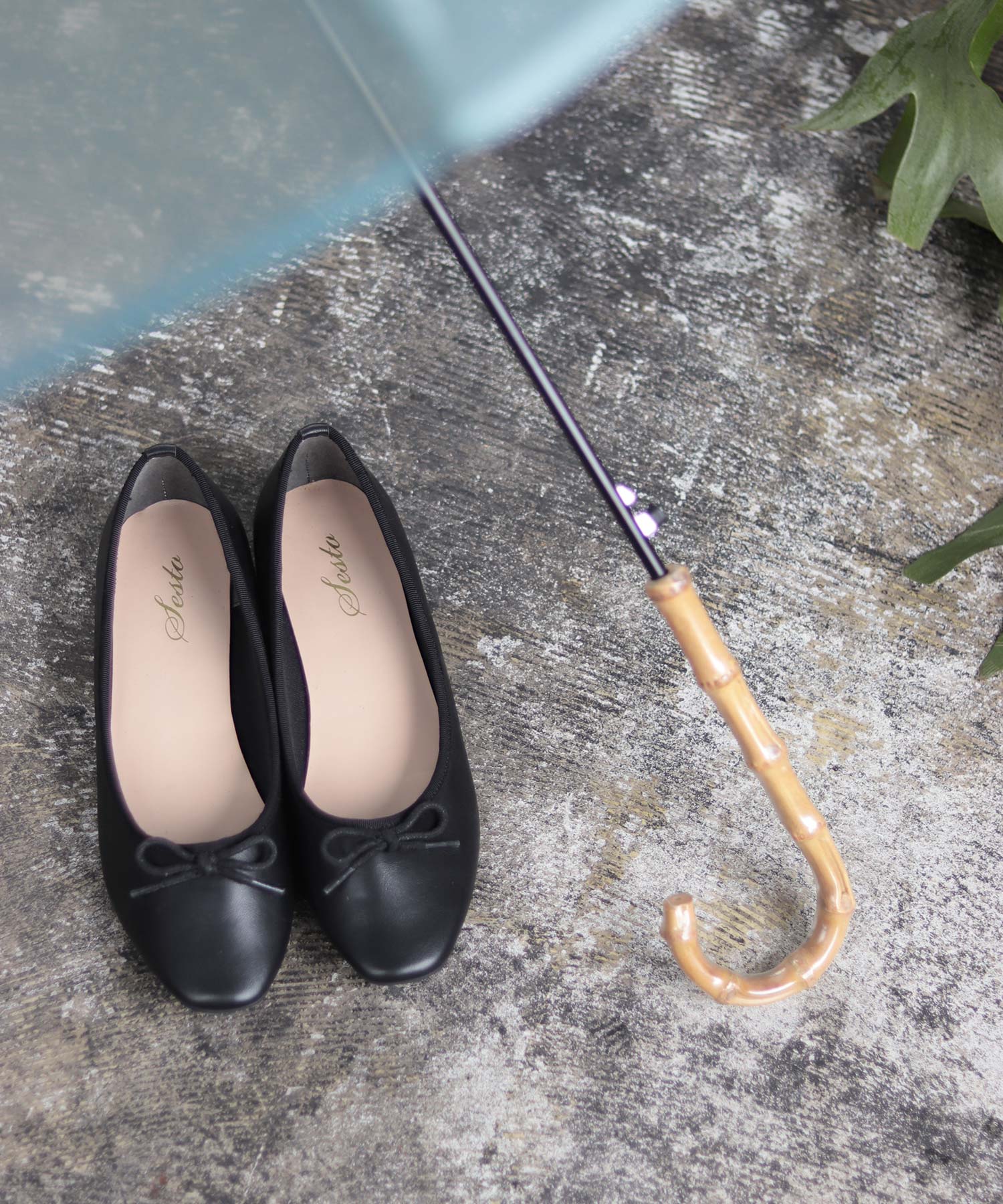 セスト SESTO 生活防水!晴雨兼用バレエシューズ,ブラック