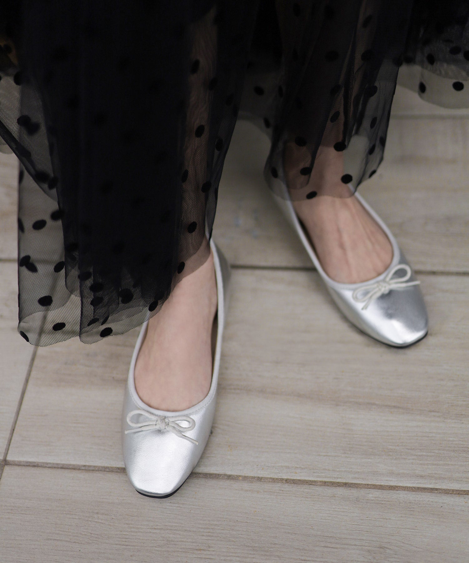 セスト SESTO 生活防水!晴雨兼用バレエシューズ,シルバー