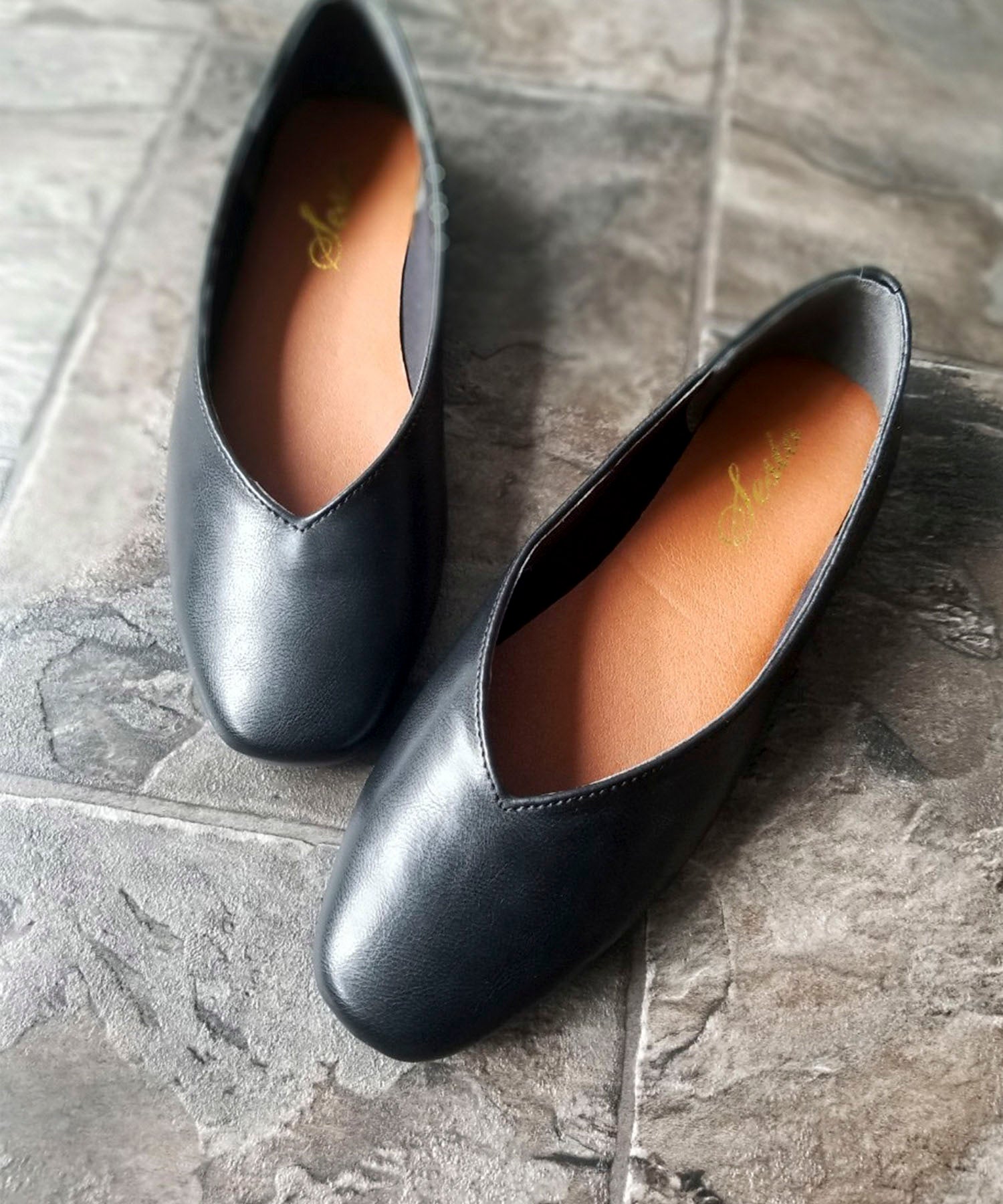 セスト SESTO スクエアトゥフラットシューズVカットバブーシュパンプス