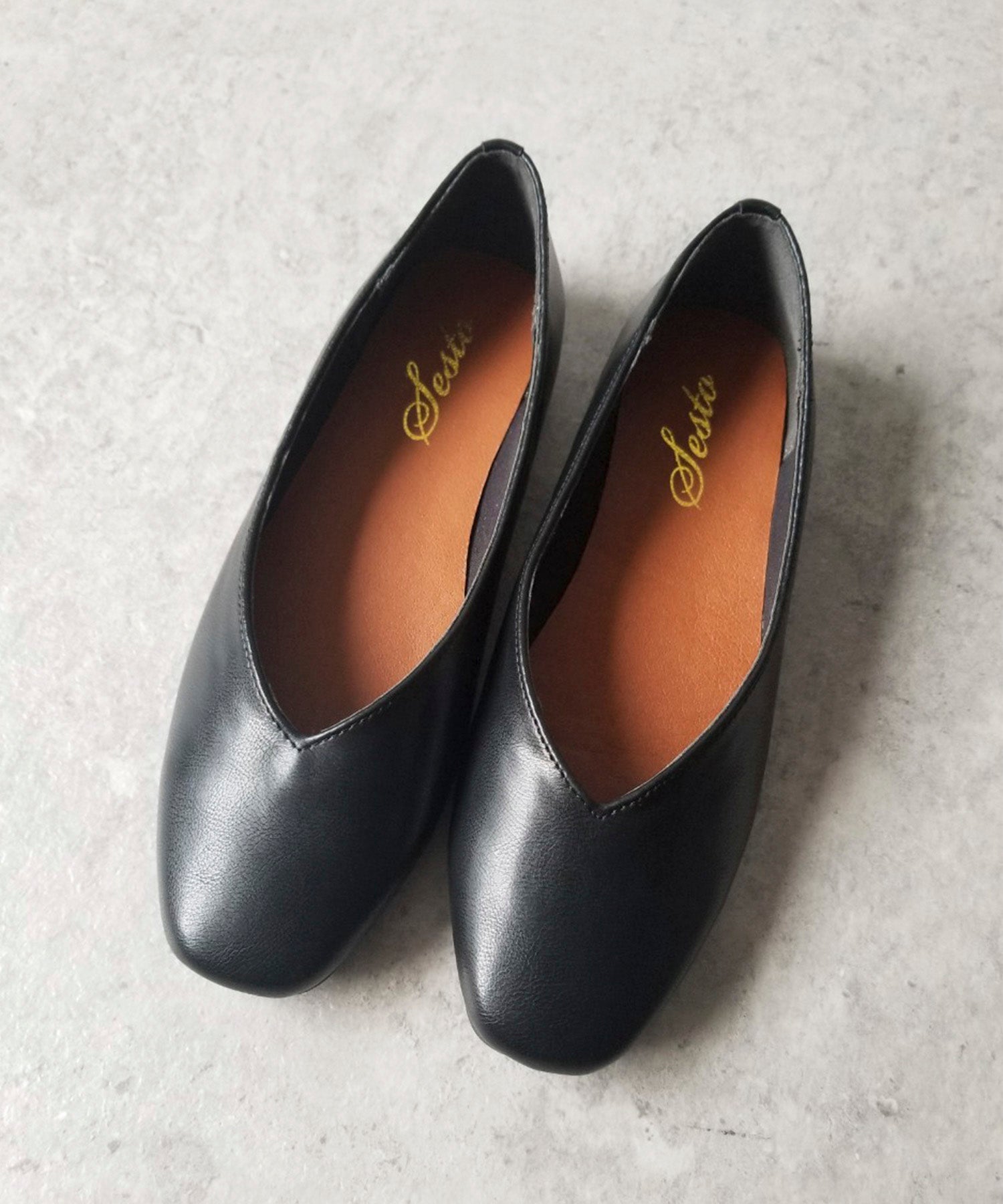 セスト SESTO スクエアトゥフラットシューズVカットバブーシュパンプス