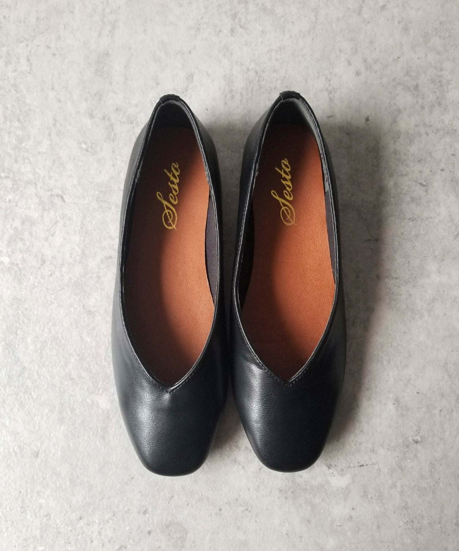 セスト SESTO スクエアトゥフラットシューズVカットバブーシュパンプス