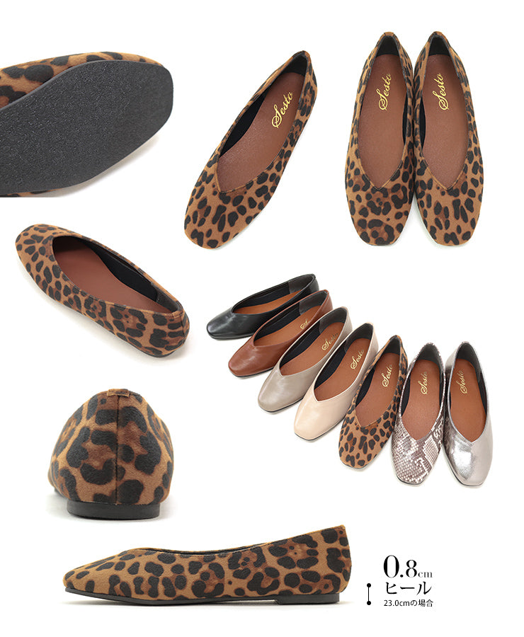 セスト SESTO スクエアトゥフラットシューズVカットバブーシュパンプス