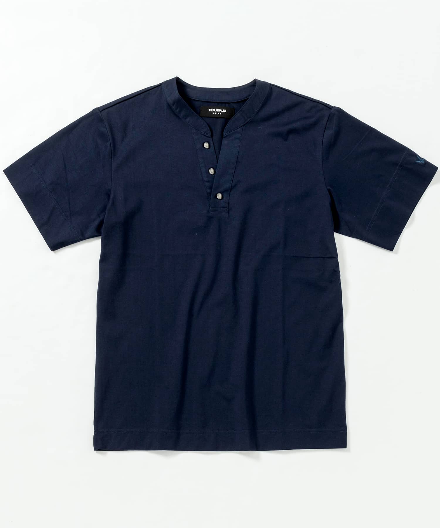 ウノ ピゥ ウノ ウグァーレ トレ リラックス 1PIU1UGUALE3 RELAX 1PIU1UGUALE3 RELAX(ウノピゥウノウグァーレトレ リラックス)ヘンリーネック半袖Tシャツ (ブラック) ブラック