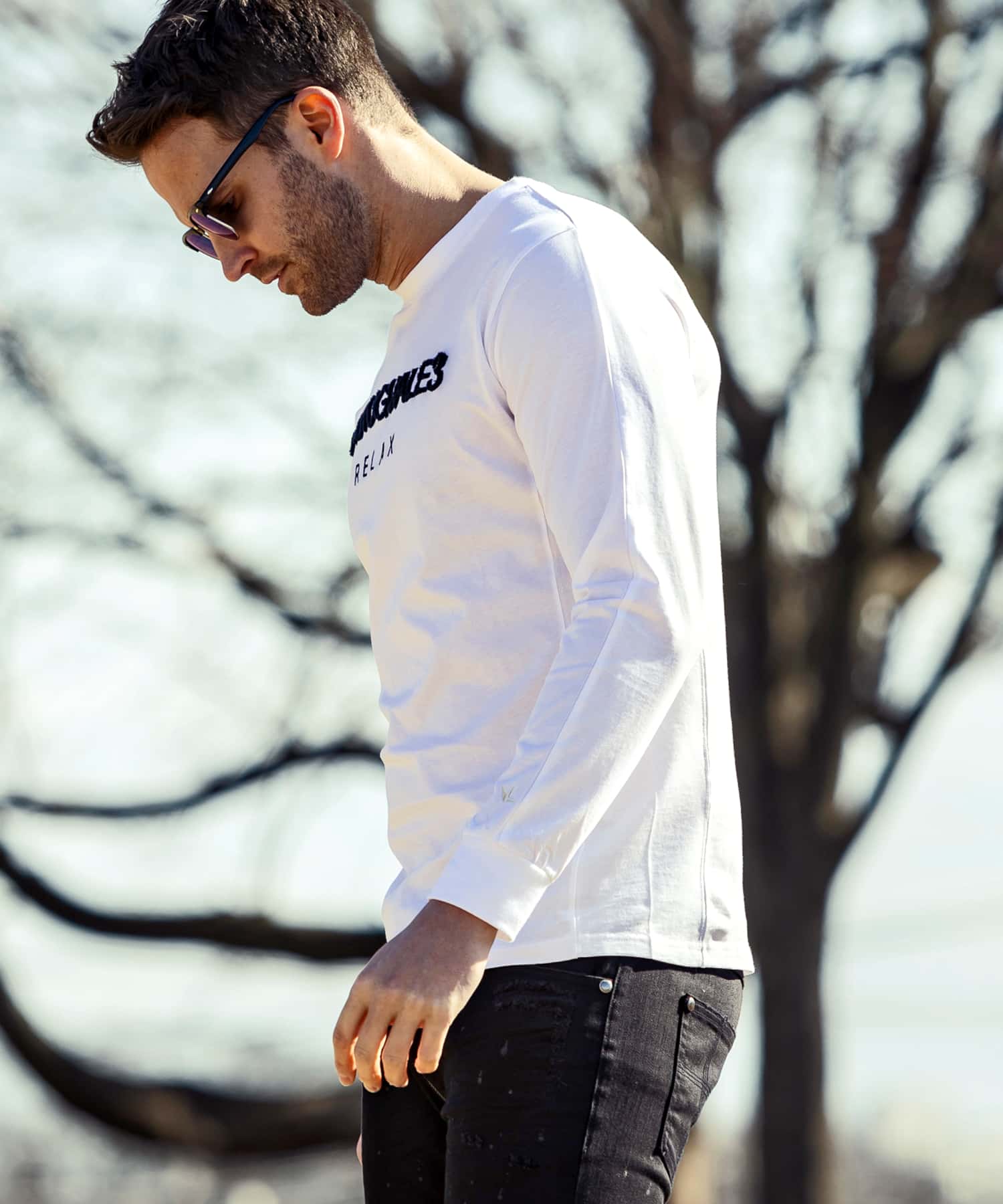 ウノ ピゥ ウノ ウグァーレ トレ リラックス 1PIU1UGUALE3 RELAX 1PIU1UGUALE3 RELAXボアロゴ刺繍ロングTシャツ