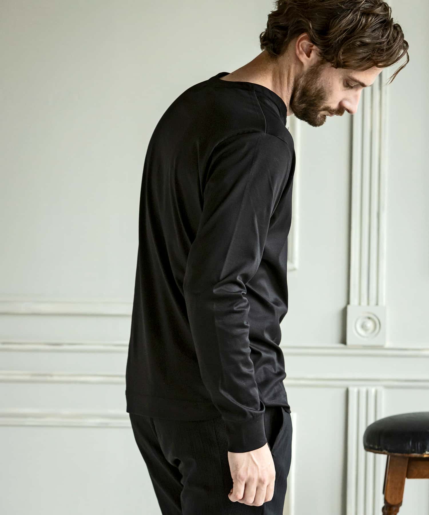 ウノ ピゥ ウノ ウグァーレ トレ リラックス 1PIU1UGUALE3 RELAX ダブルシルケットヘンリーネックロングTシャツ